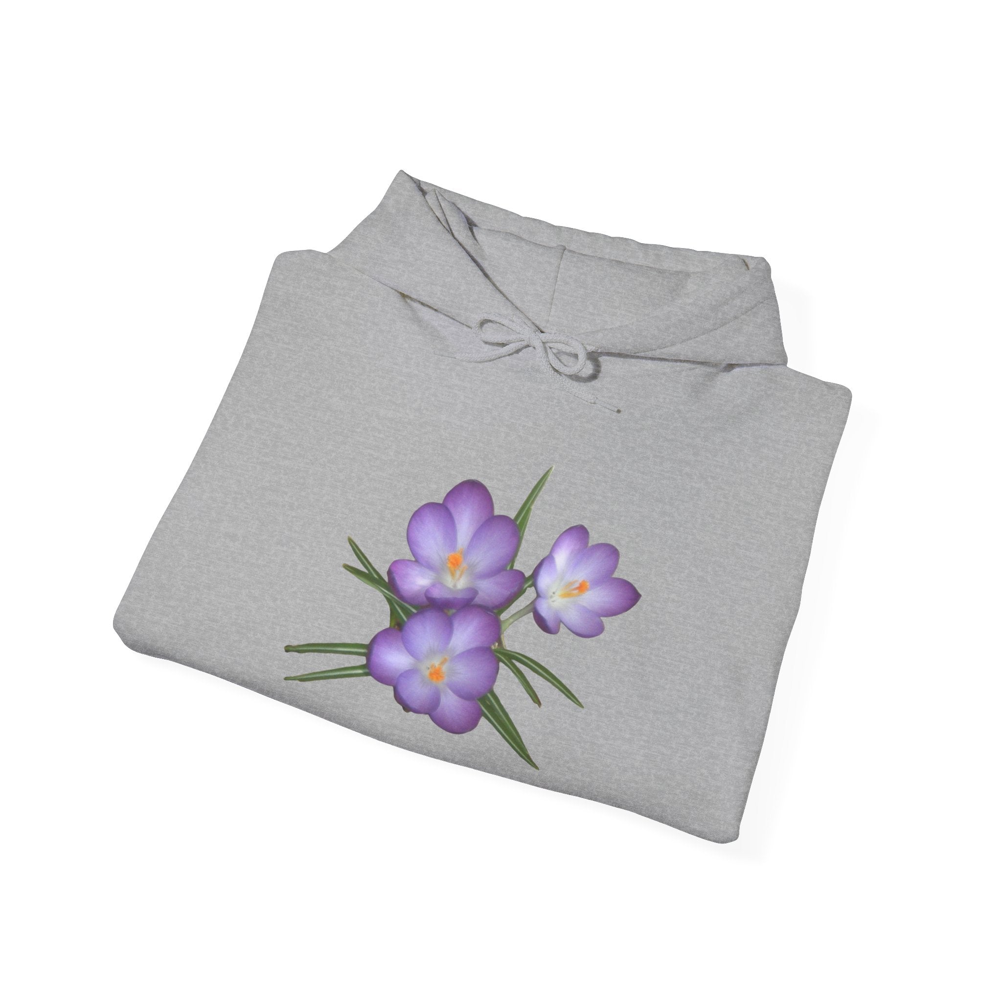 Purple Crocus Floral Hoodie — Spring Flower Graphic Sweatshirt