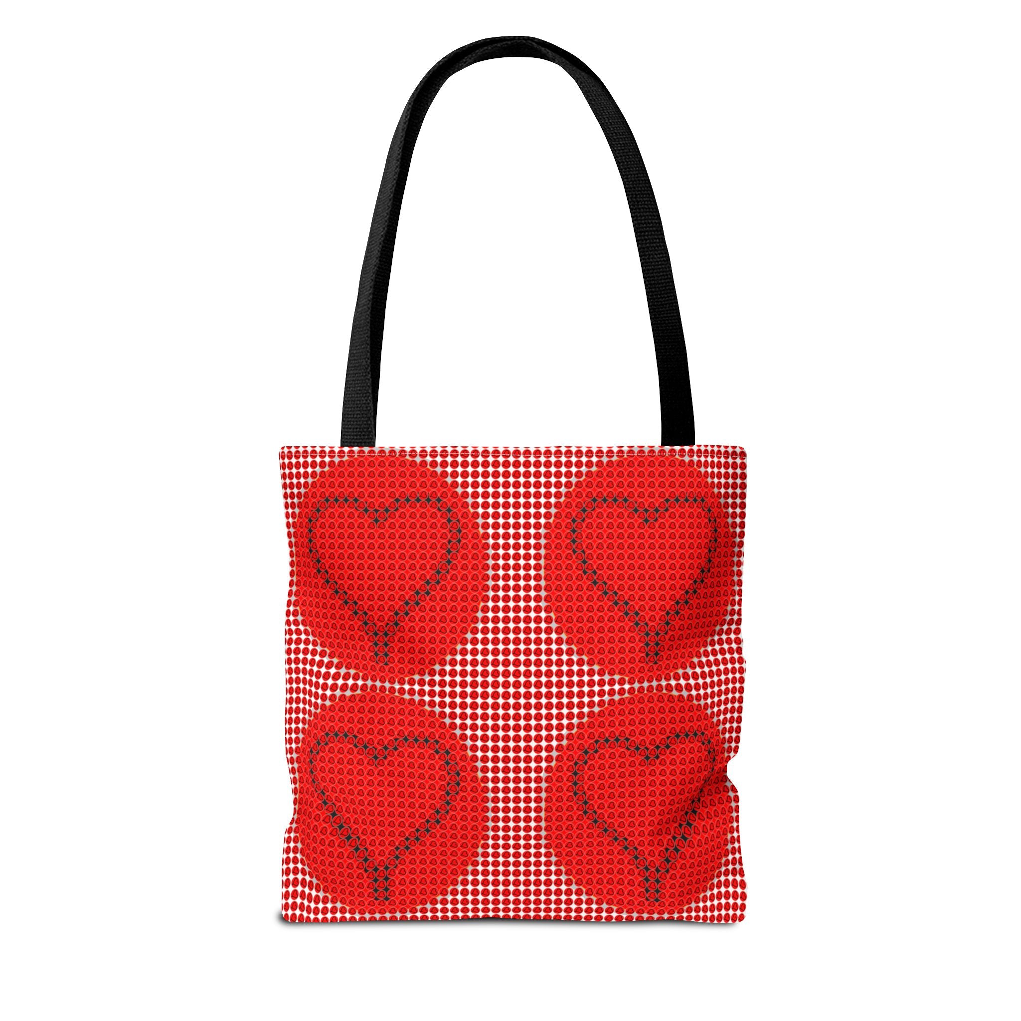 Heart Pattern Tote Bag — Red Valentine All-Over Print Canvas Tote