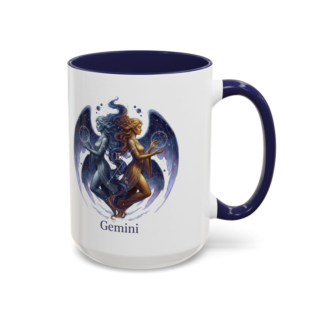 Gemini Zodiac Coffee Mug — Twin Stars Astrology Accent Mug (11/15oz)
