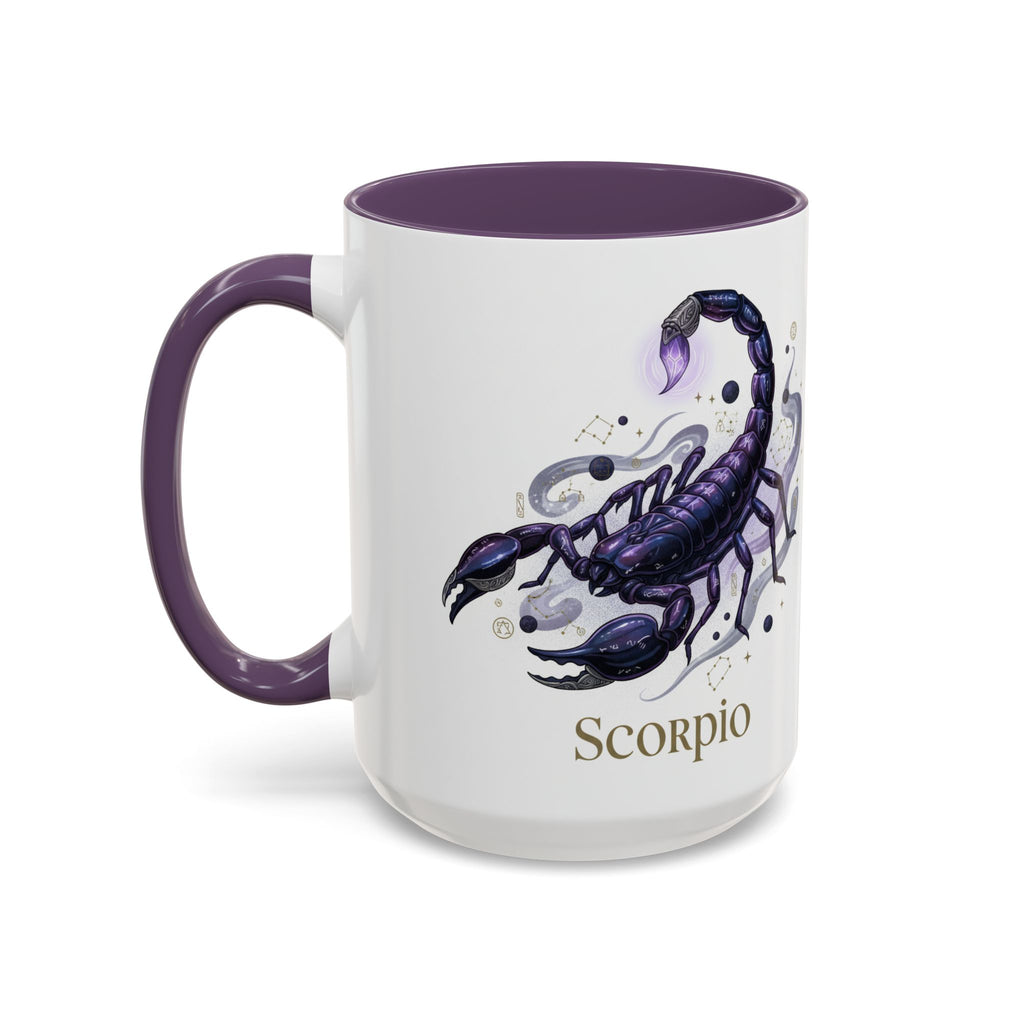 Scorpio Zodiac Coffee Mug — Purple Scorpion Accent Mug (11/15oz)