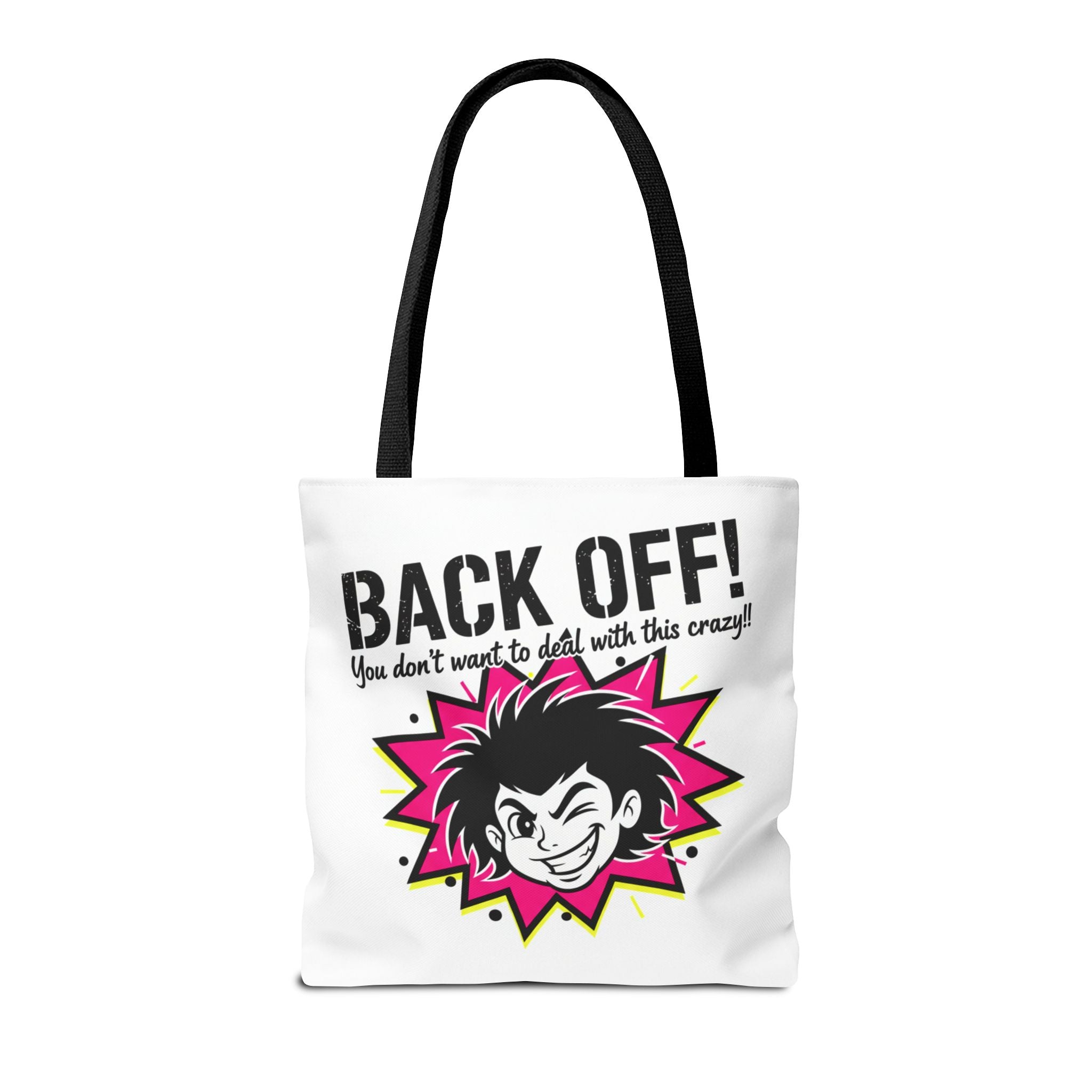 Back Off! Graphic Tote Bag — Funny Retro Punk Design