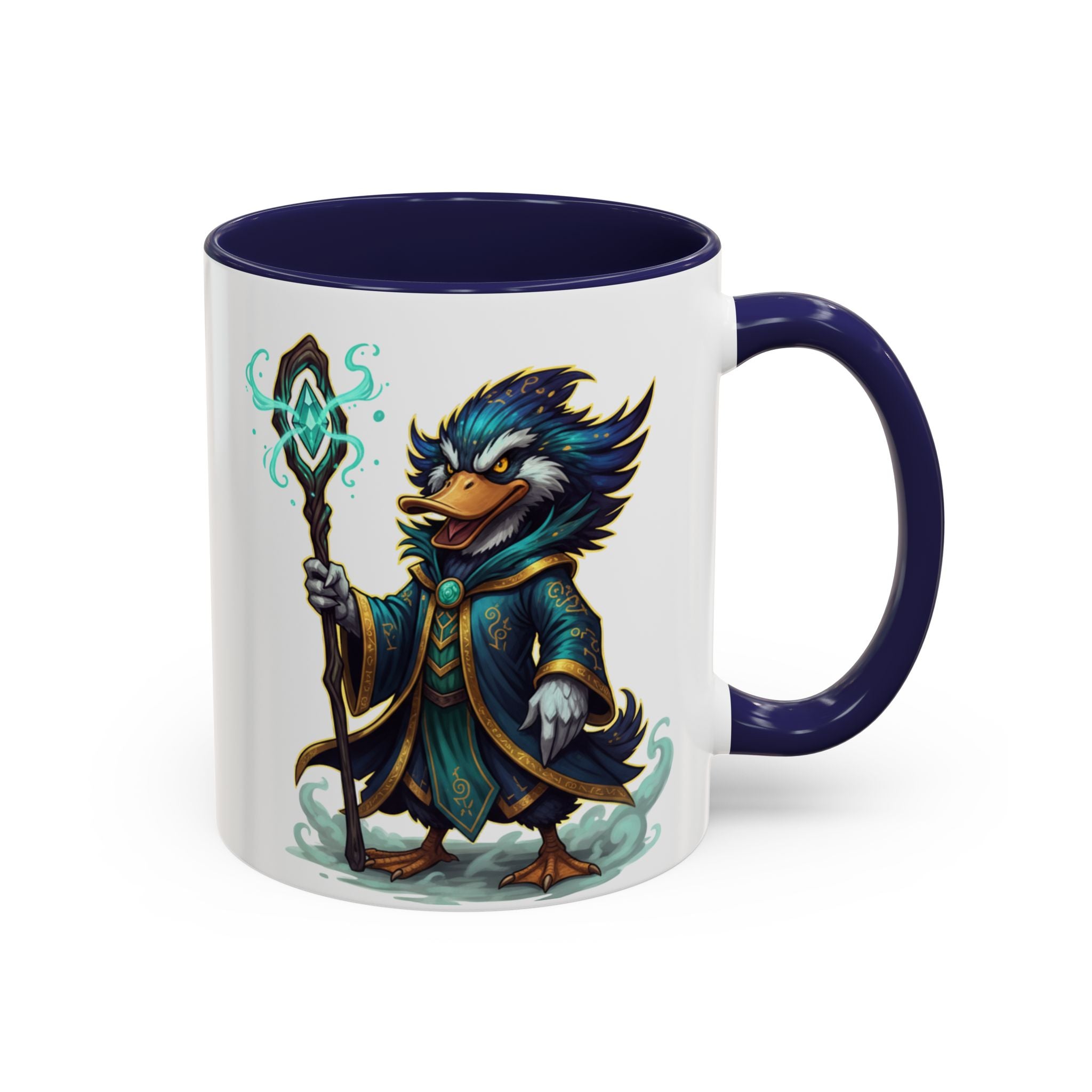 Mage Duck Coffee Mug — Fantasy Wizard Duck Illustration Accent Mug (11/15oz)