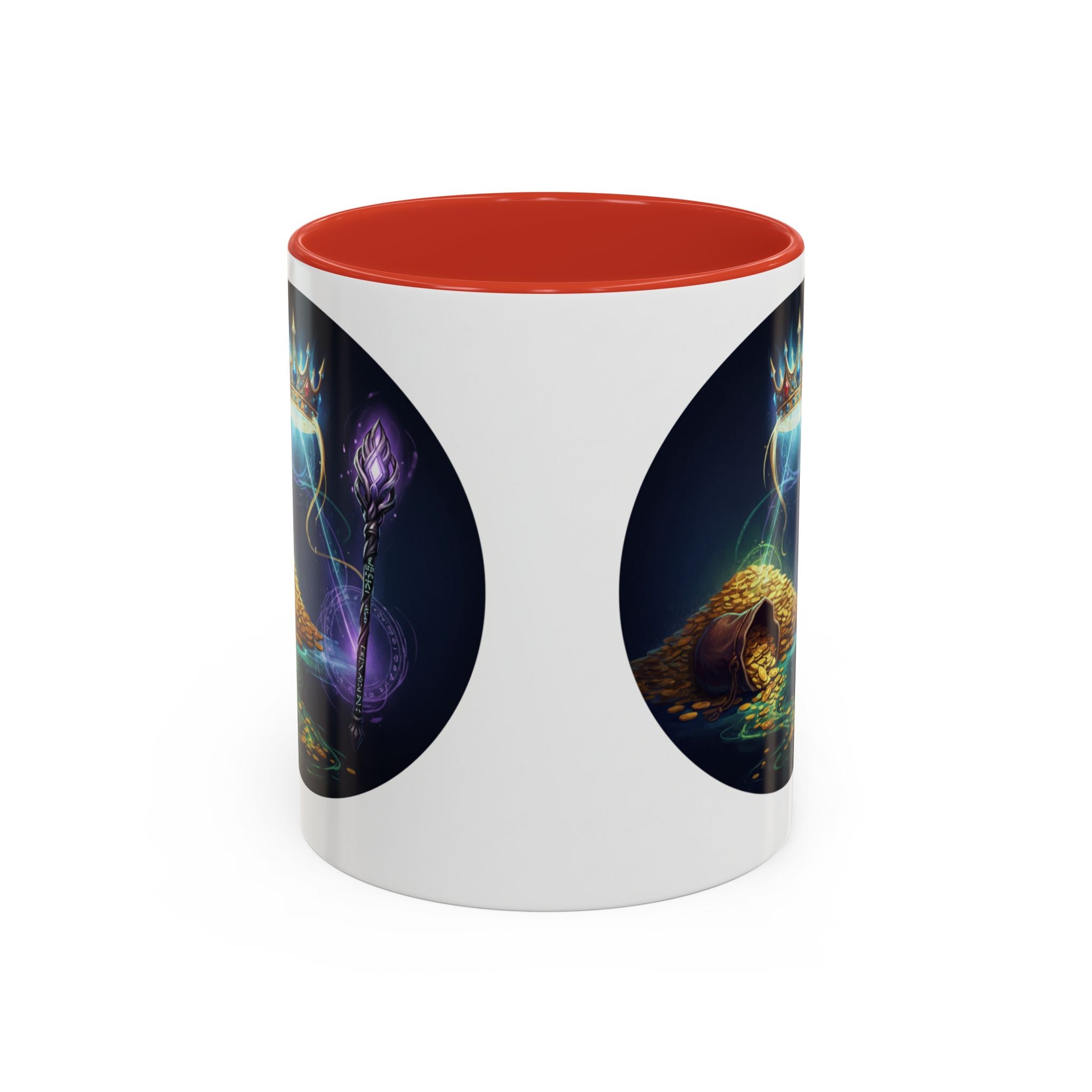 Magic Crown Coffee Mug — Fantasy Wizard Staff & Spilled Gold Accent Mug (11/15 oz)