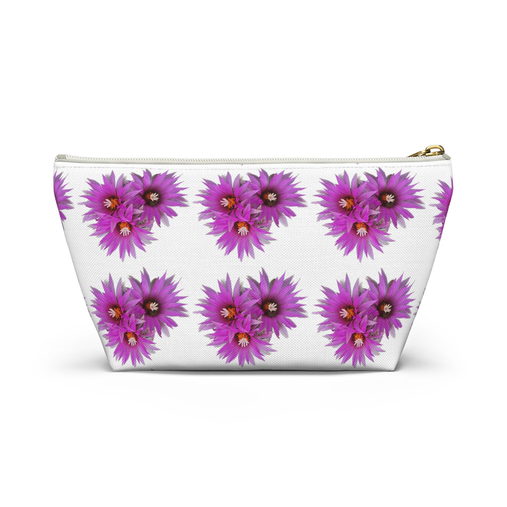 Purple Daisy Accessory Pouch — Floral Makeup & Travel T-Bottom Bag