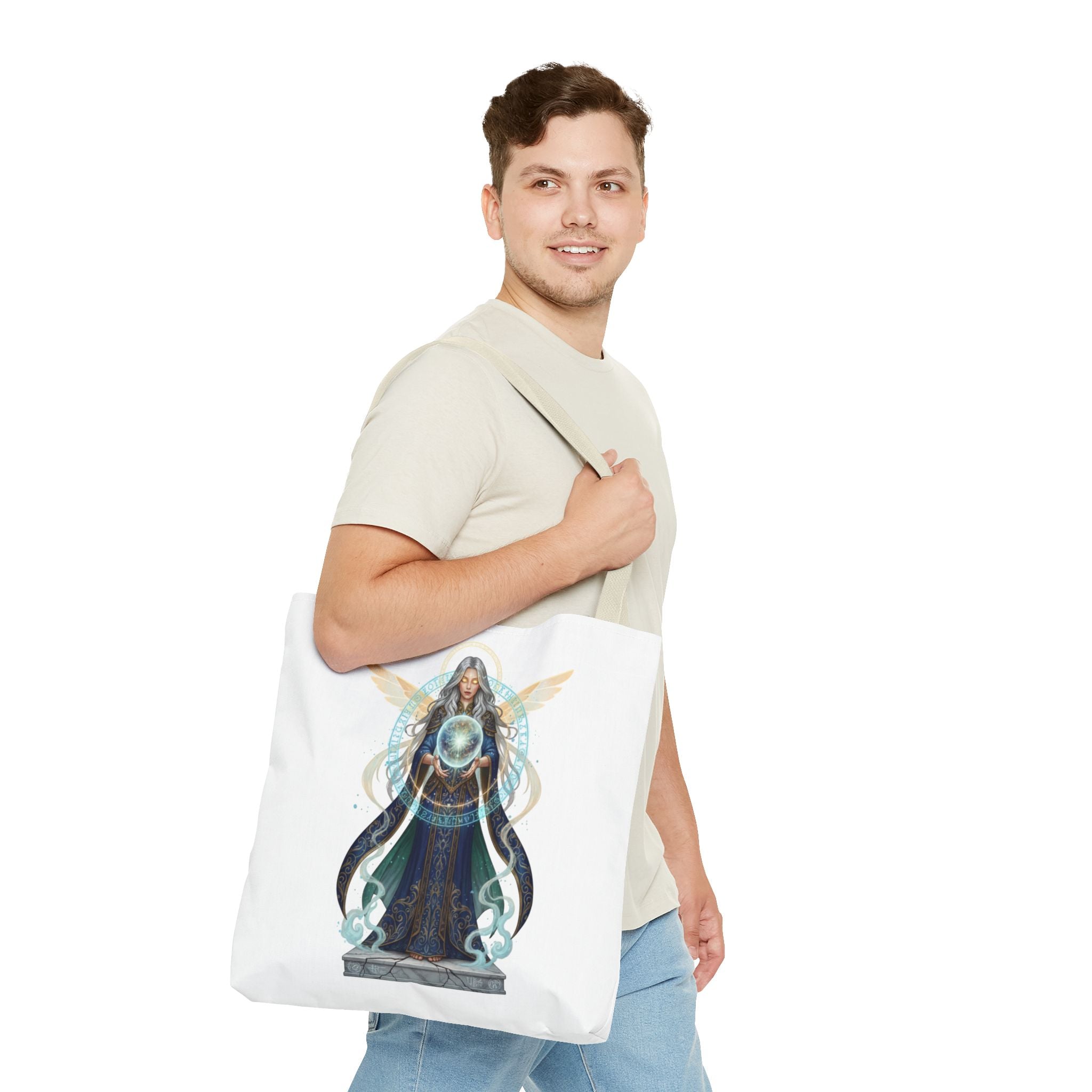 Mystic Oracle Tote Bag — Crystal Ball Seer Illustration