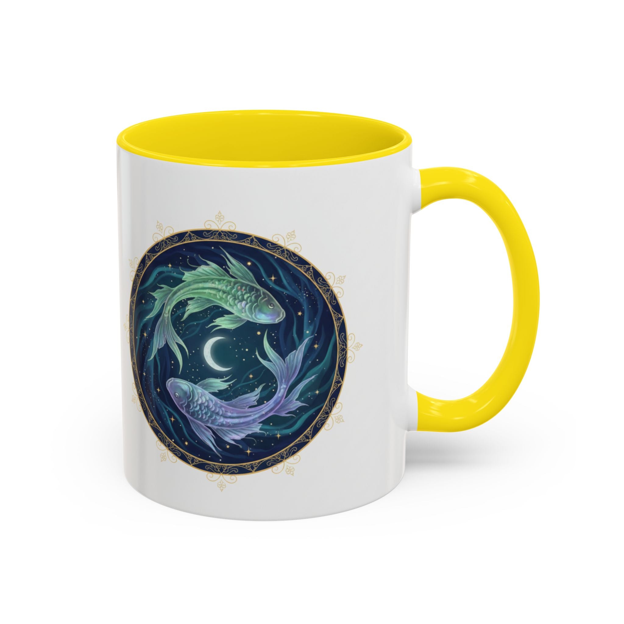 Koi Yin Yang Coffee Mug — Celestial Fish Moon Ceramic Accent Mug (11/15oz)