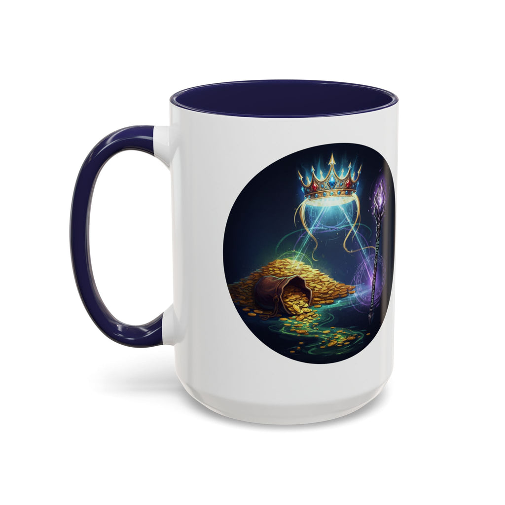 Magic Crown Coffee Mug — Fantasy Wizard Staff & Spilled Gold Accent Mug (11/15 oz)