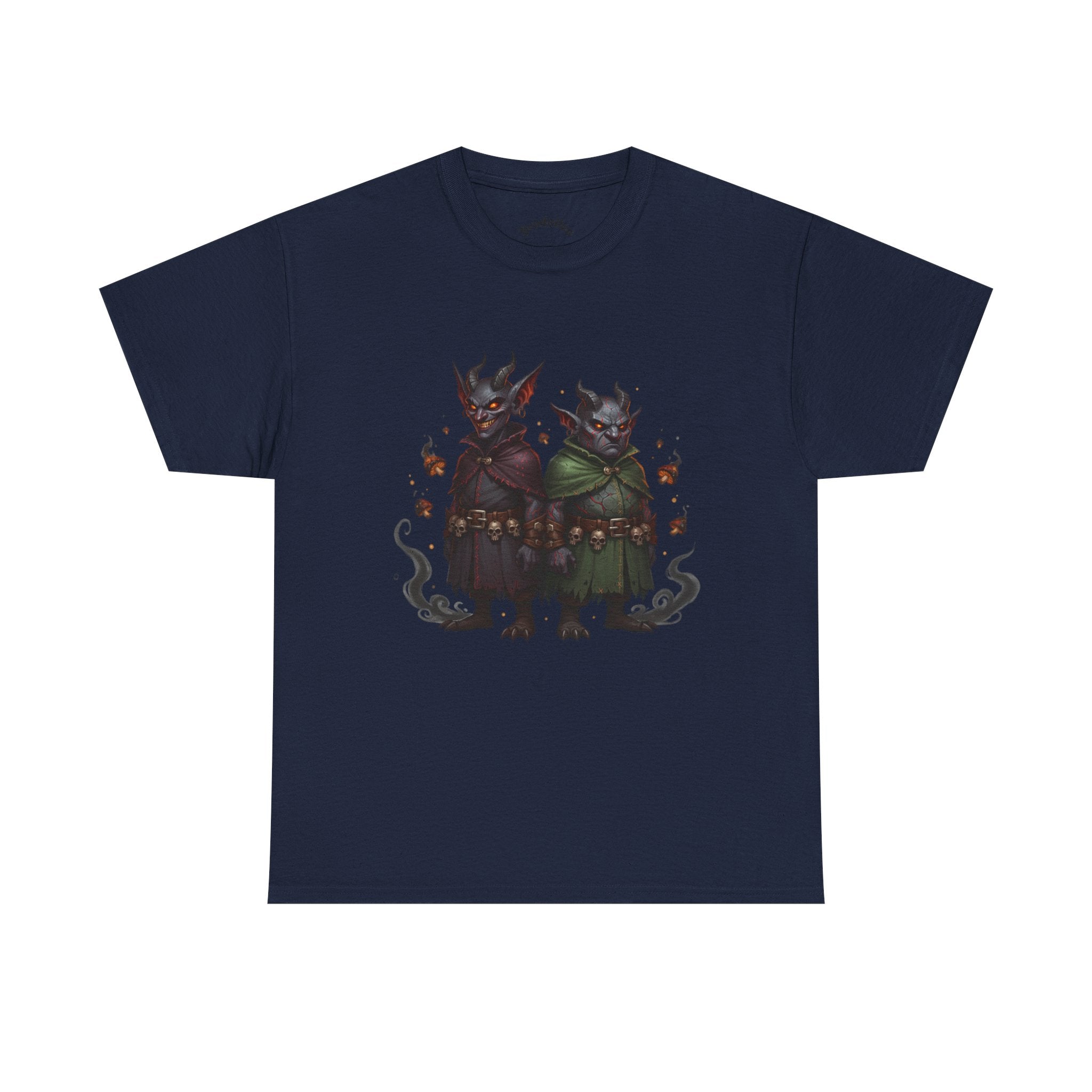 Demonic Twins Graphic Tee — Gothic Fantasy Demon Couple T-Shirt