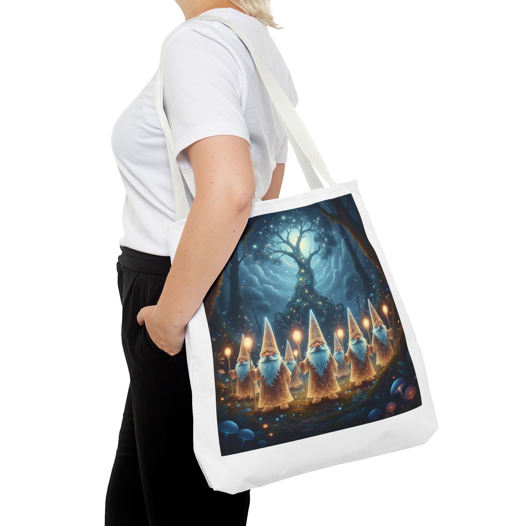 Mystical Gnome Forest Tote Bag — Candlelight Woodland Magic AOP