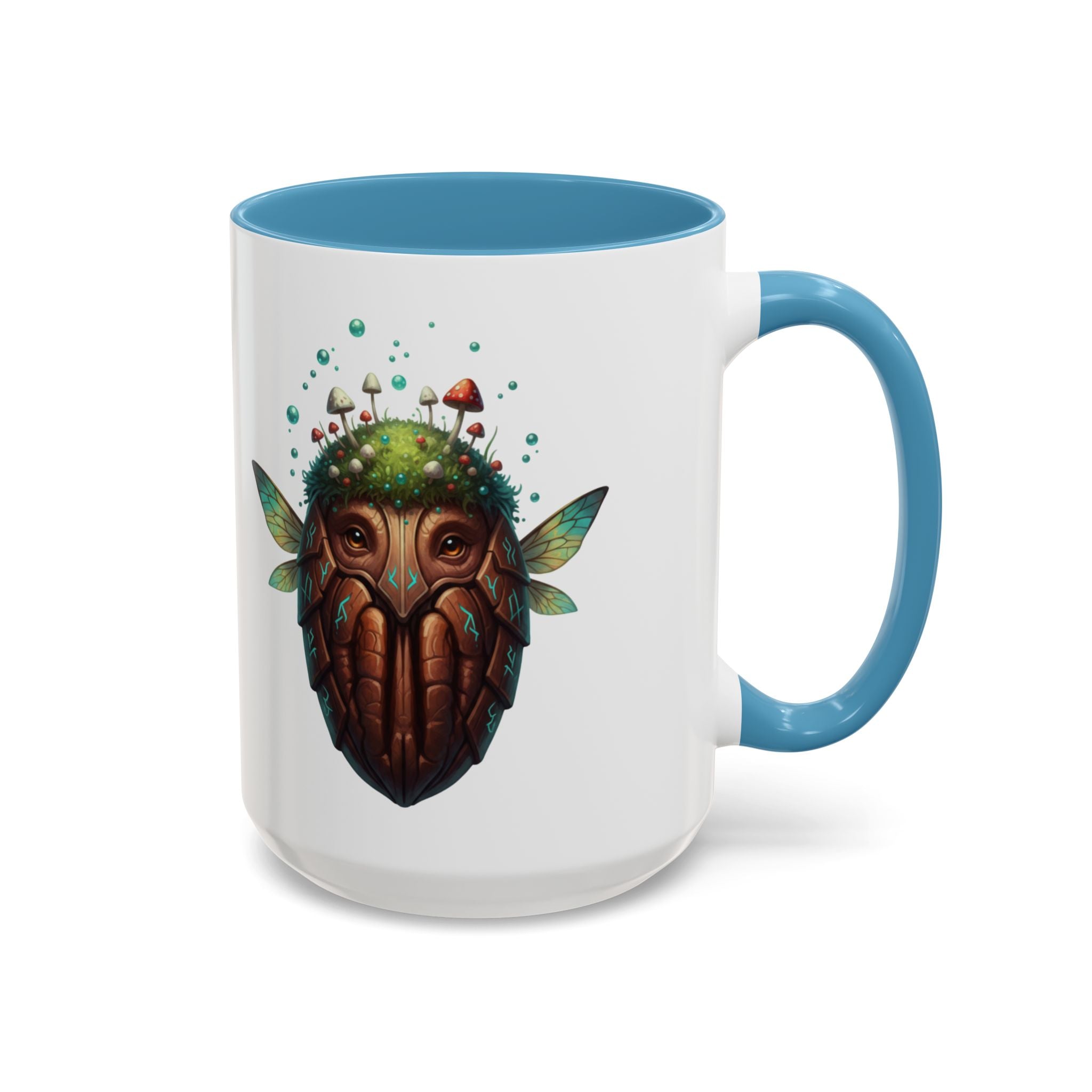 Mushroom Forest Mask Accent Coffee Mug — Fantasy Woodland Creature 11/15oz