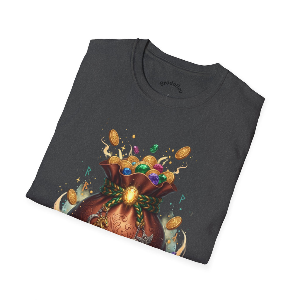 Treasure Pouch T-Shirt — Gold Coins & Gems Fantasy Graphic Tee
