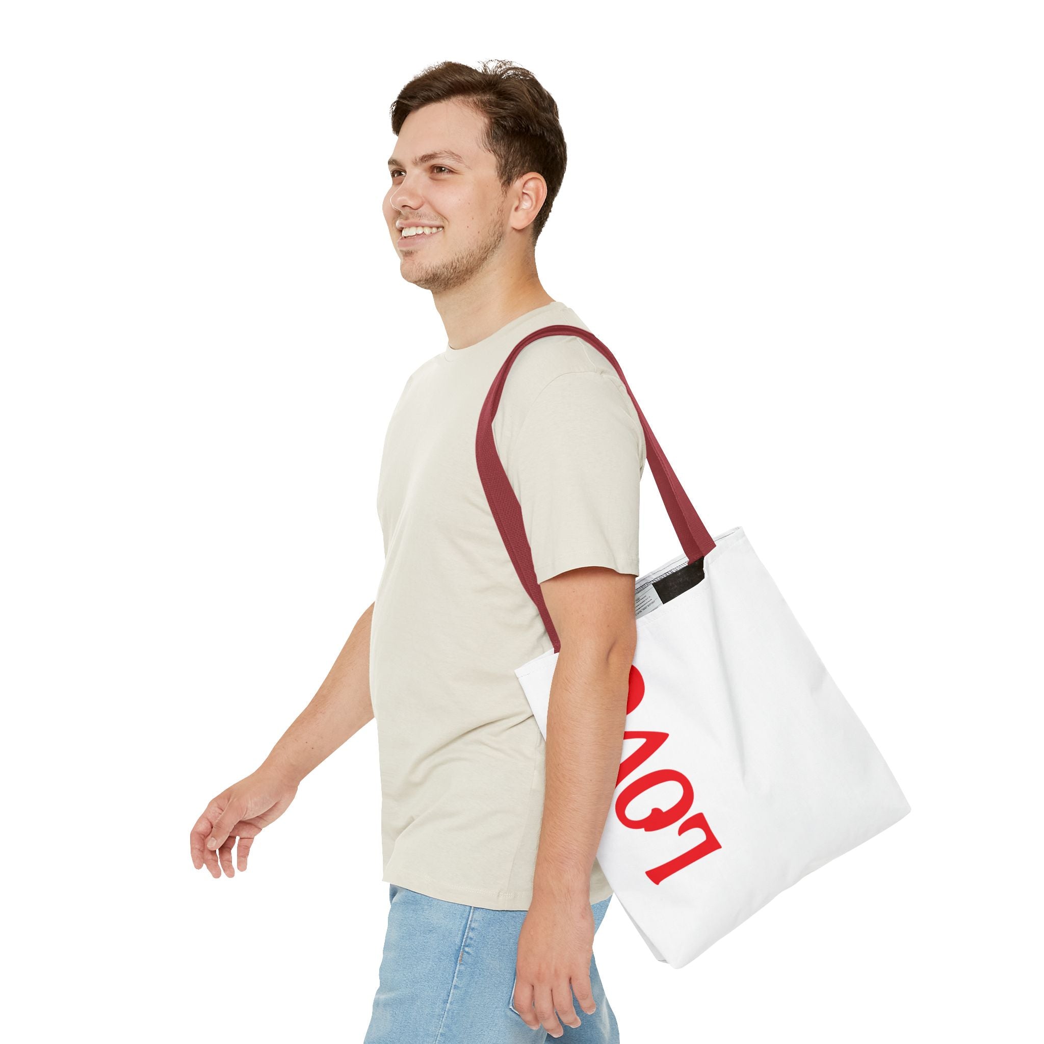 LOVE Vertical Red Tote Bag – Romantic Valentine’s Day Canvas Tote