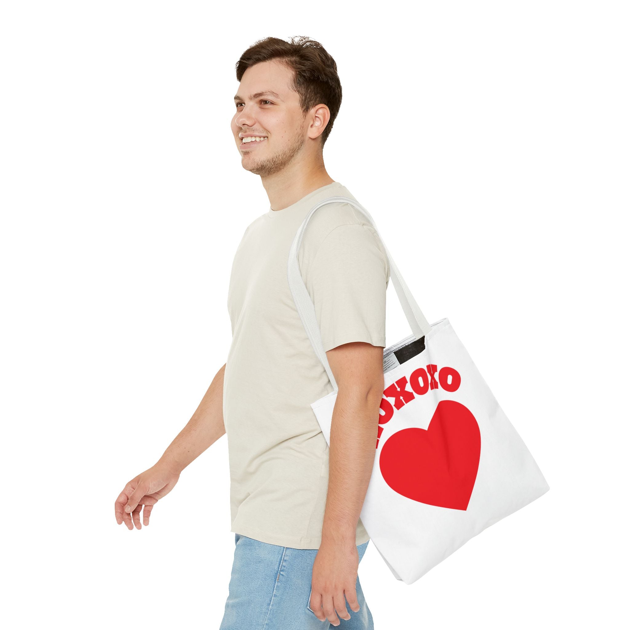 Valentine Heart 'XOXOXO' Tote Bag — Romantic Red Heart Canvas Tote for Valentine's Day