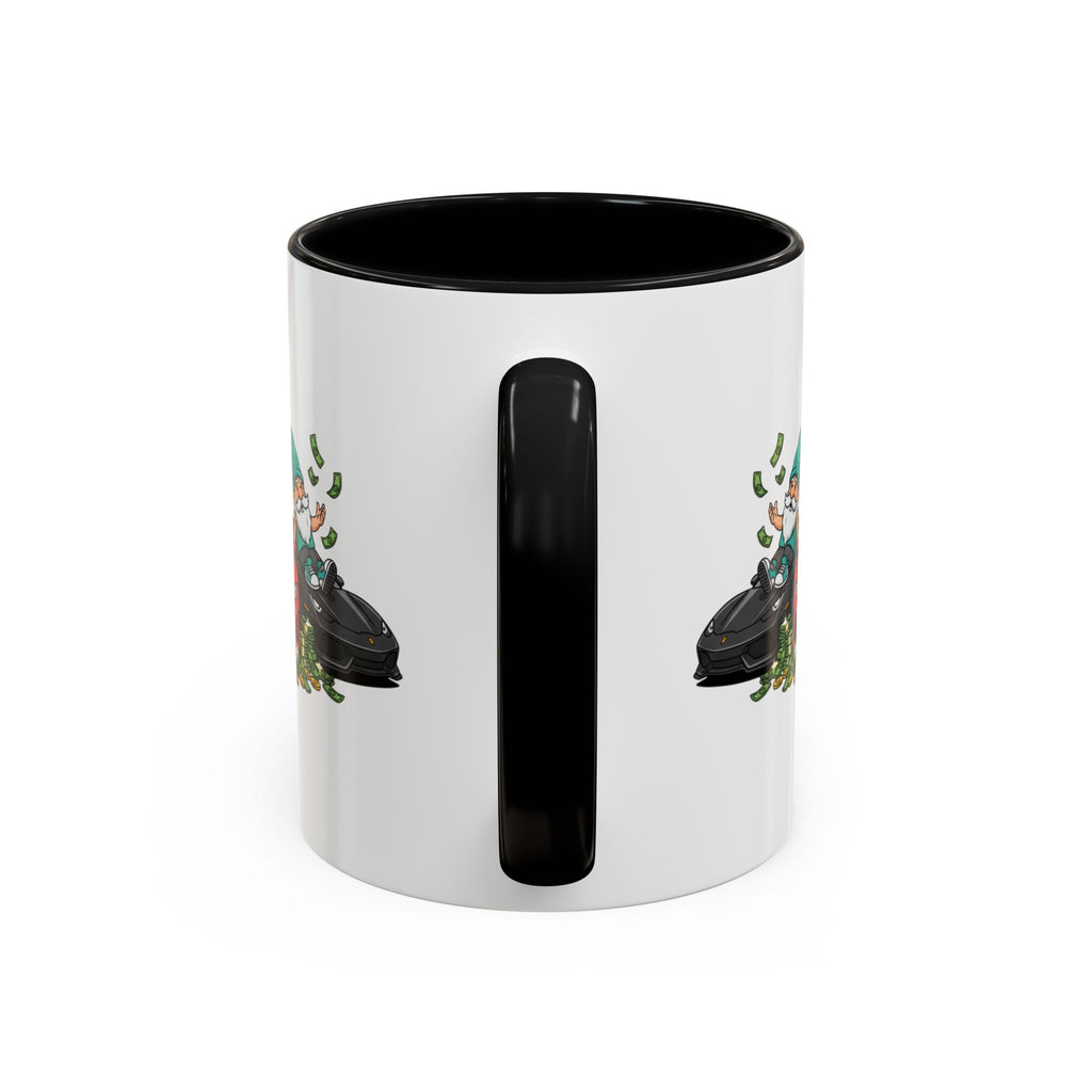 Gnome Car Crew Accent Coffee Mug — Racing Gnomes with Sports Cars (11/15oz)