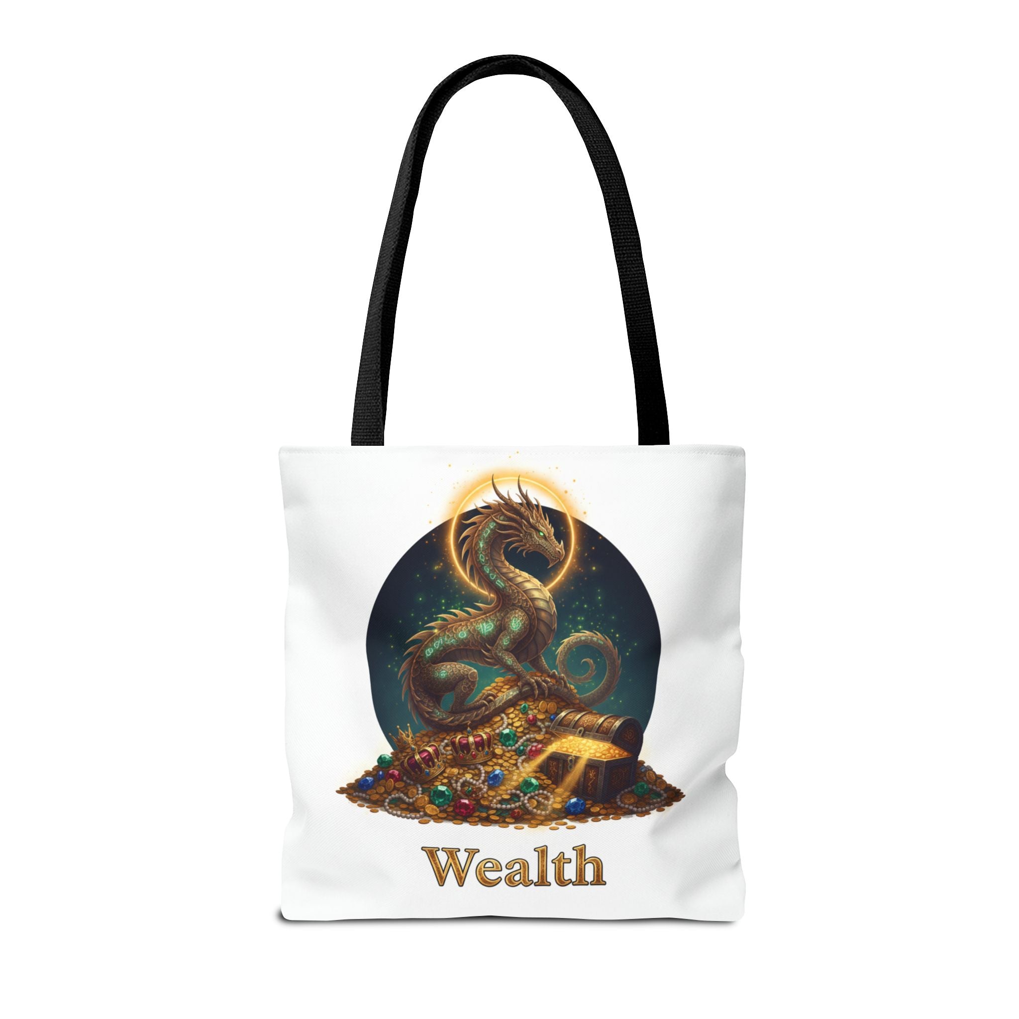 Wealth Dragon Tote Bag — Fantasy Dragon Treasure Illustration Tote