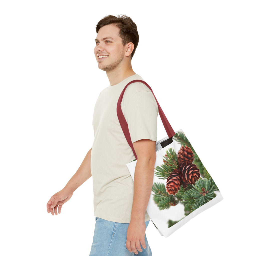Pinecone Winter Tote Bag — Botanical Evergreen Holiday Market Bag