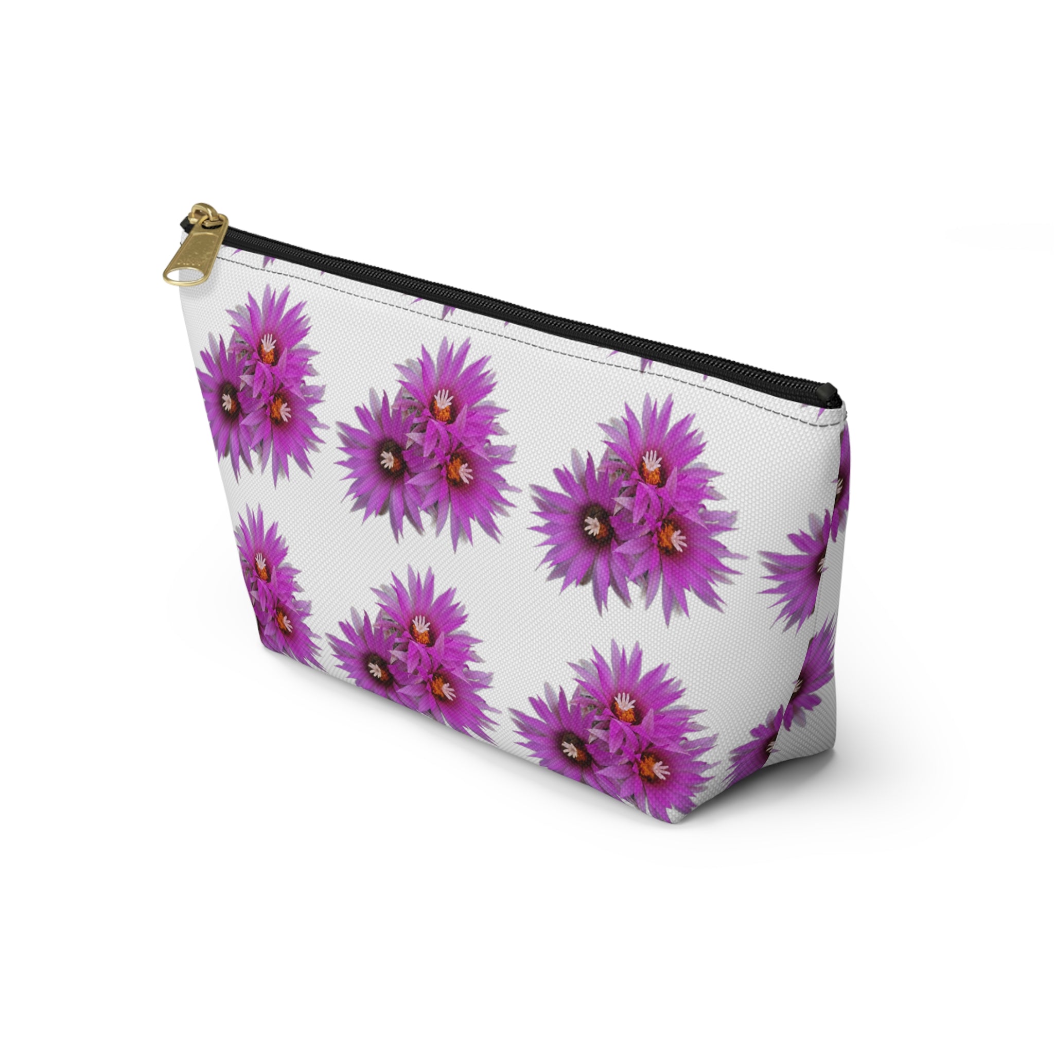 Purple Daisy Accessory Pouch — Floral Makeup & Travel T-Bottom Bag
