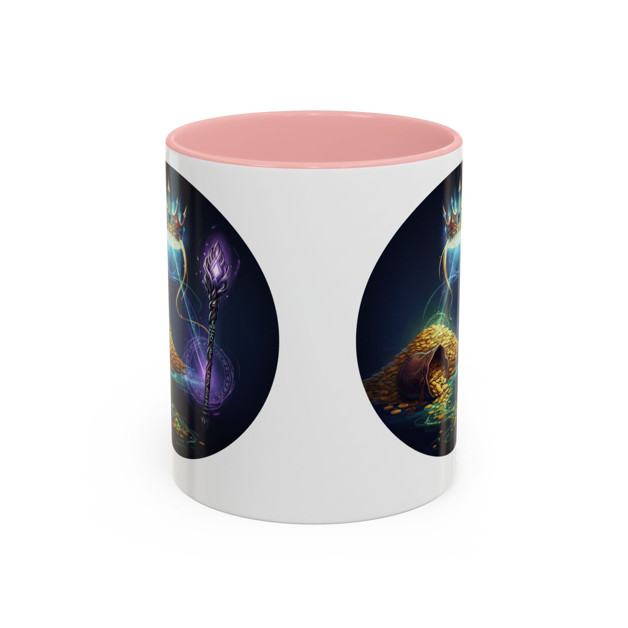 Magic Crown Coffee Mug — Fantasy Wizard Staff & Spilled Gold Accent Mug (11/15 oz)