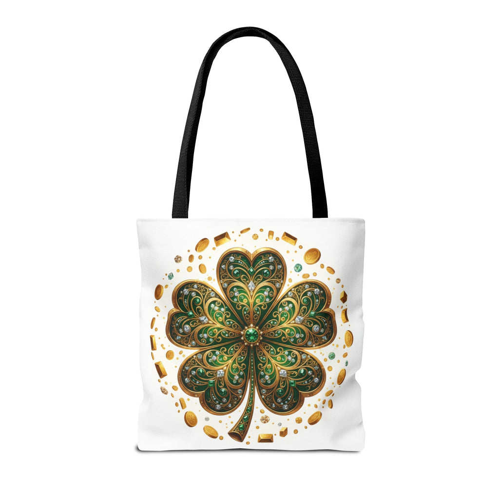 Celtic Shamrock Tote Bag — Green Four-Leaf Clover St. Patrick’s Day All-Over Print