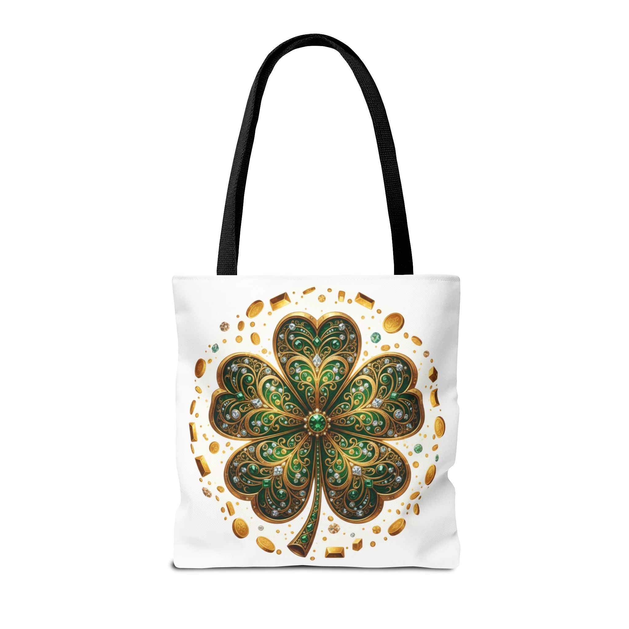Celtic Shamrock Tote Bag — Green Four-Leaf Clover St. Patrick’s Day All-Over Print