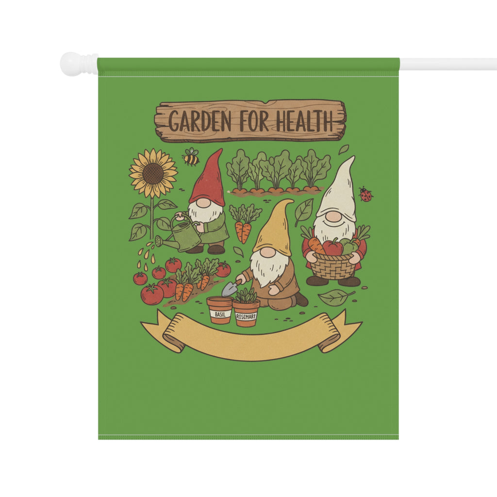 Garden Gnome Flag – "Garden for Health" Decorative House & Garden Banner