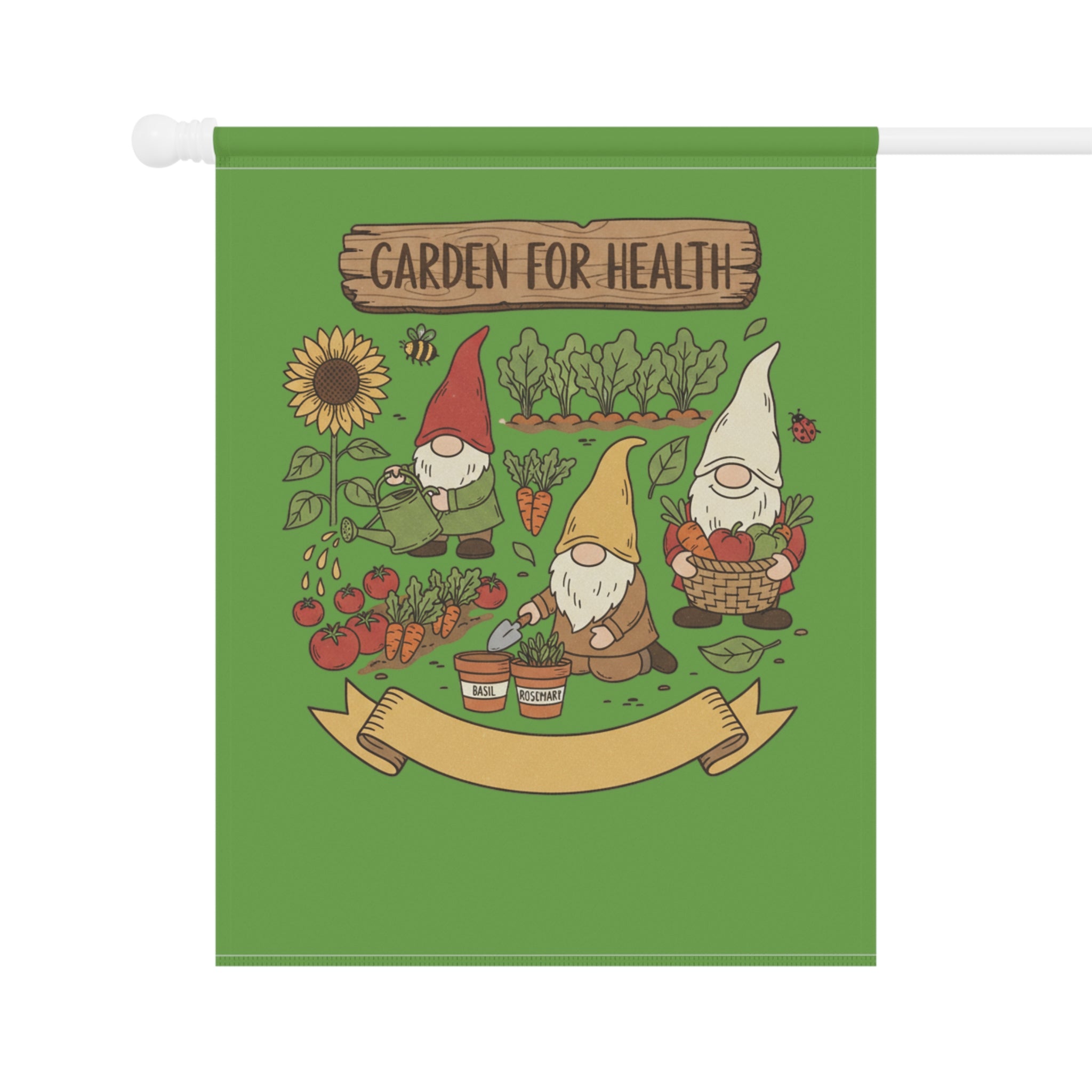 Garden Gnome Flag – "Garden for Health" Decorative House & Garden Banner