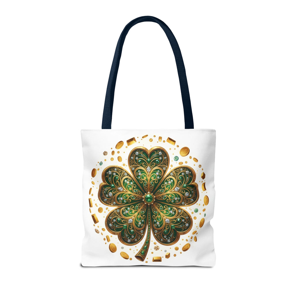 Celtic Shamrock Tote Bag — Green Four-Leaf Clover St. Patrick’s Day All-Over Print