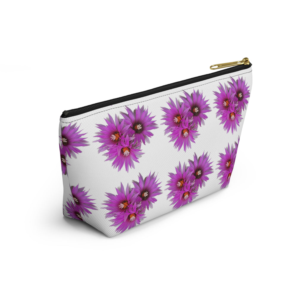 Purple Daisy Accessory Pouch — Floral Makeup & Travel T-Bottom Bag