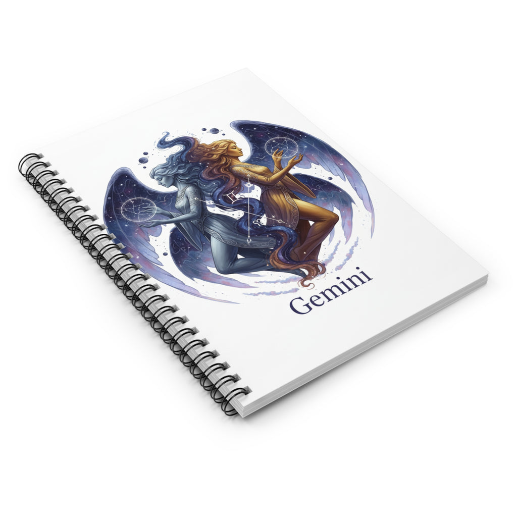 Gemini Zodiac Spiral Notebook — Astrological Twin Stars Ruled Journal