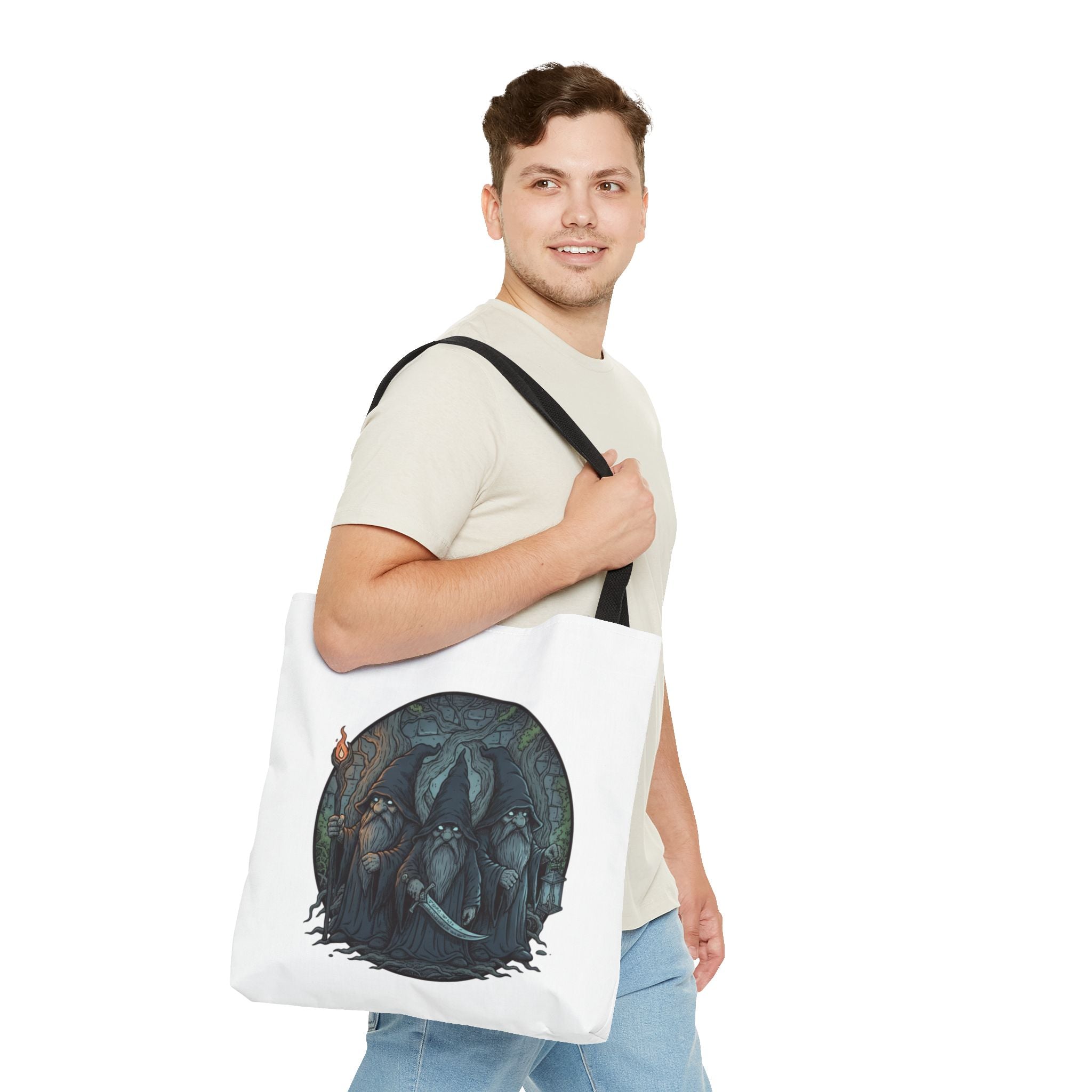 Mystic Grove Wizards Tote Bag — Fantasy Circle Art All-Over Print