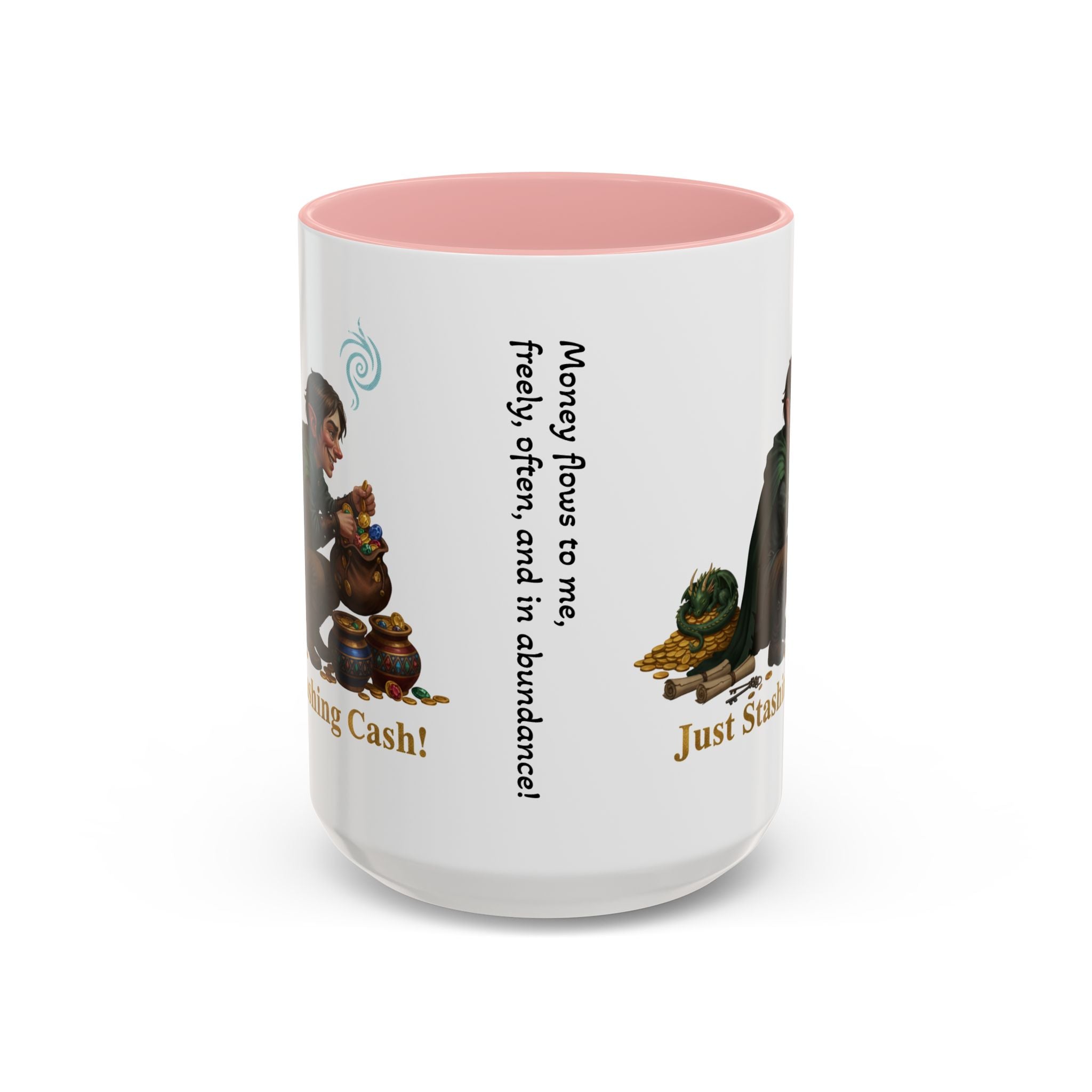 Accent Coffee Mug — "Just Stashing Cash!" Fantasy Gnome Money Mug (11/15oz)
