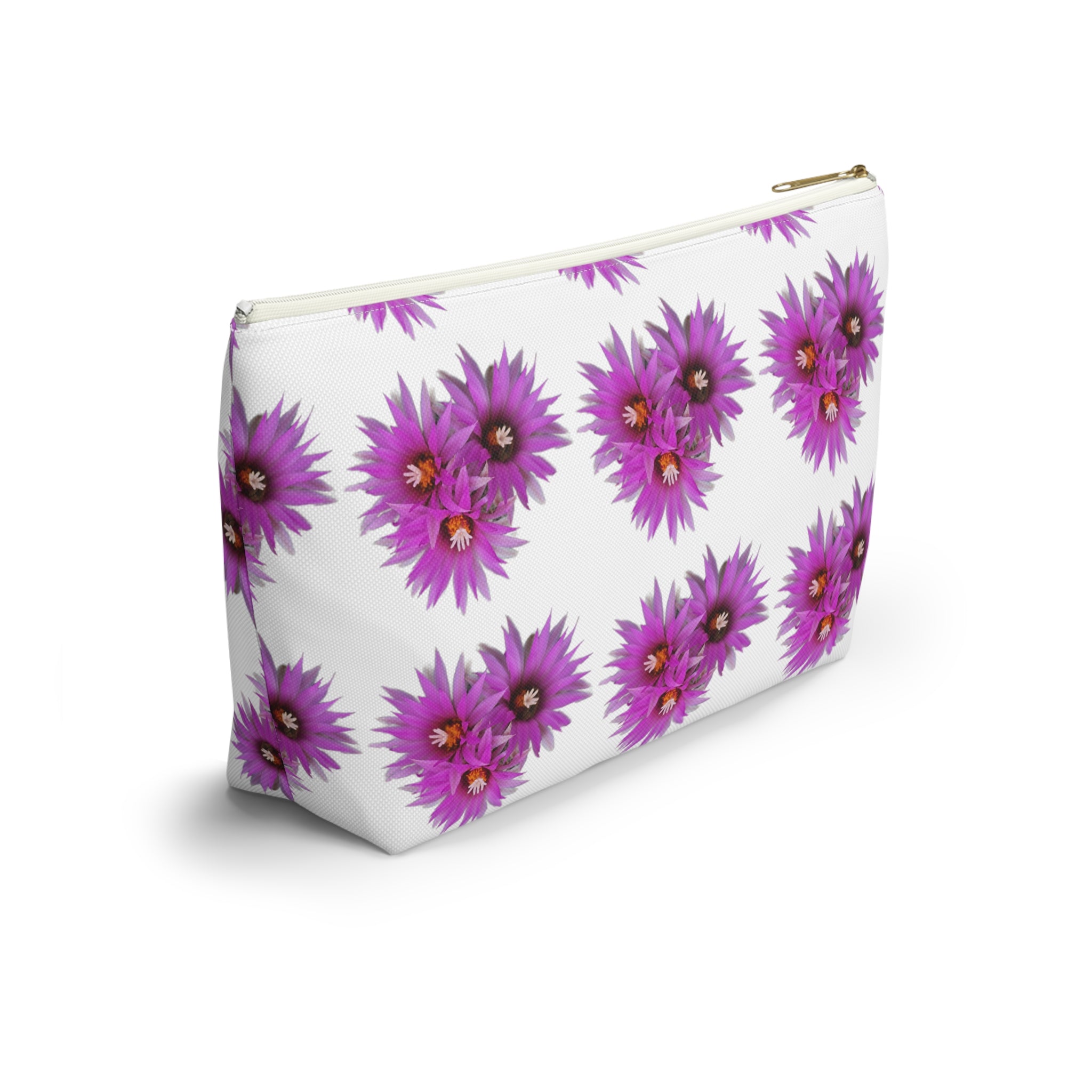Purple Daisy Accessory Pouch — Floral Makeup & Travel T-Bottom Bag