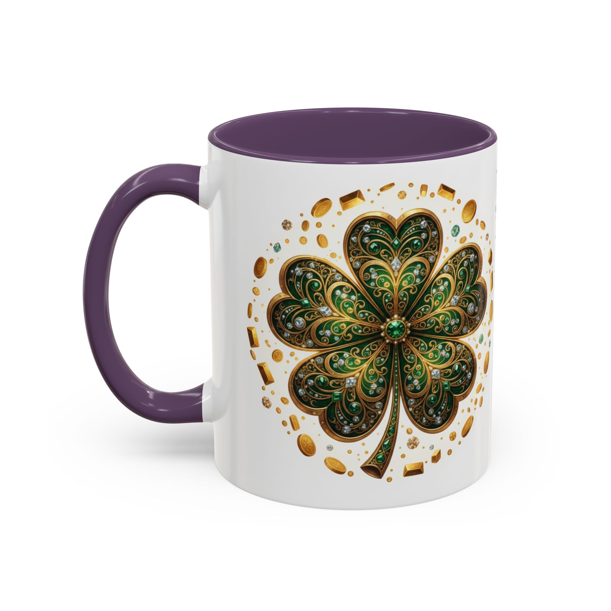St. Patrick's Shamrock Coffee Mug — "Money Flows to Me" Lucky Charm Accent Mug