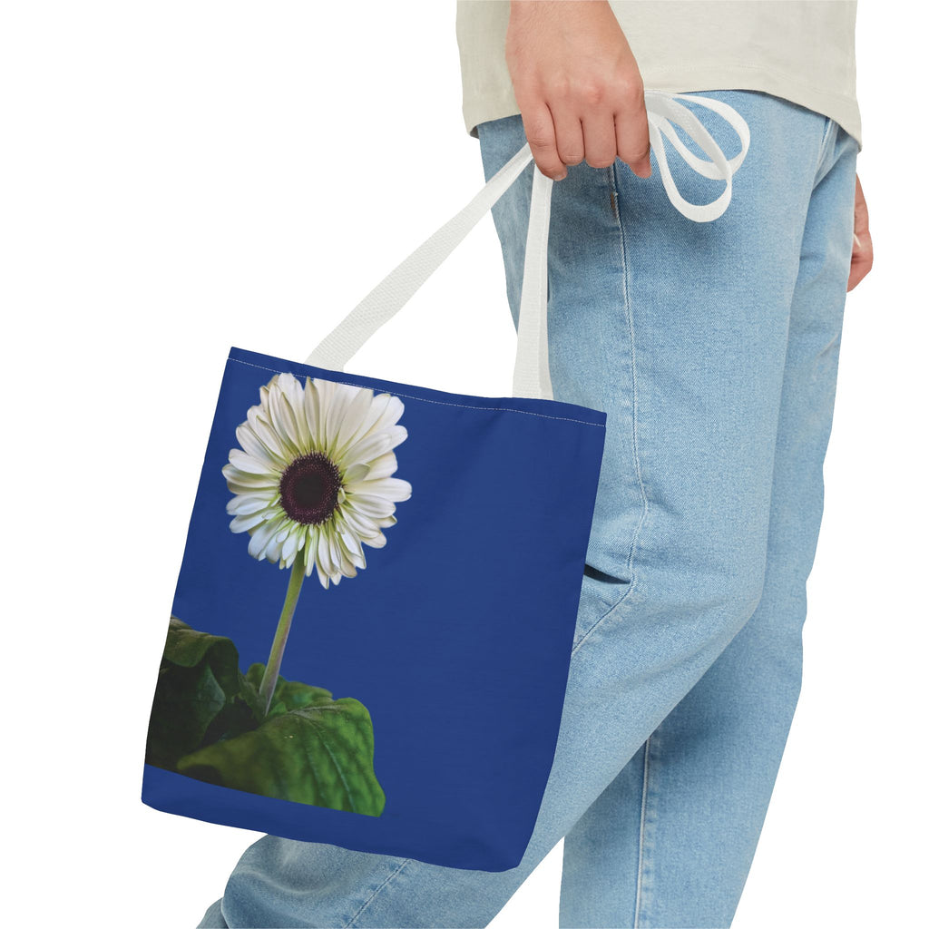 Daisy Print Tote Bag — White Floral All-Over-Print Canvas Tote