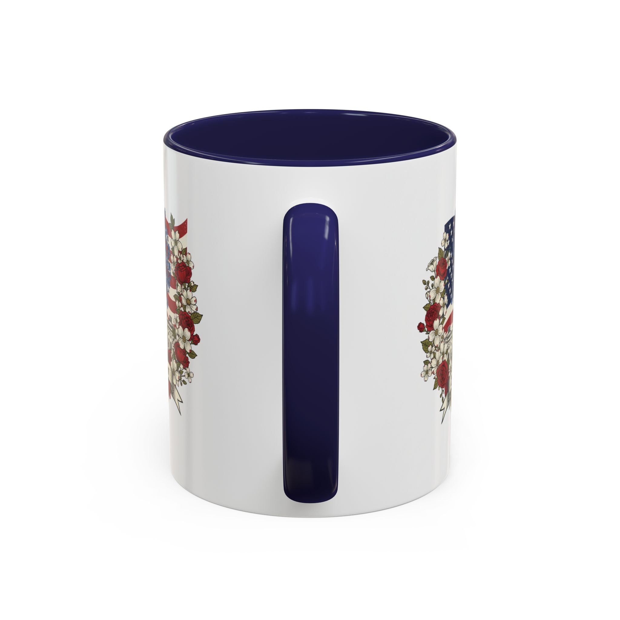 Capitol 250th Anniversary Accent Coffee Mug – Patriotic American Flag Floral Design (11/15oz)