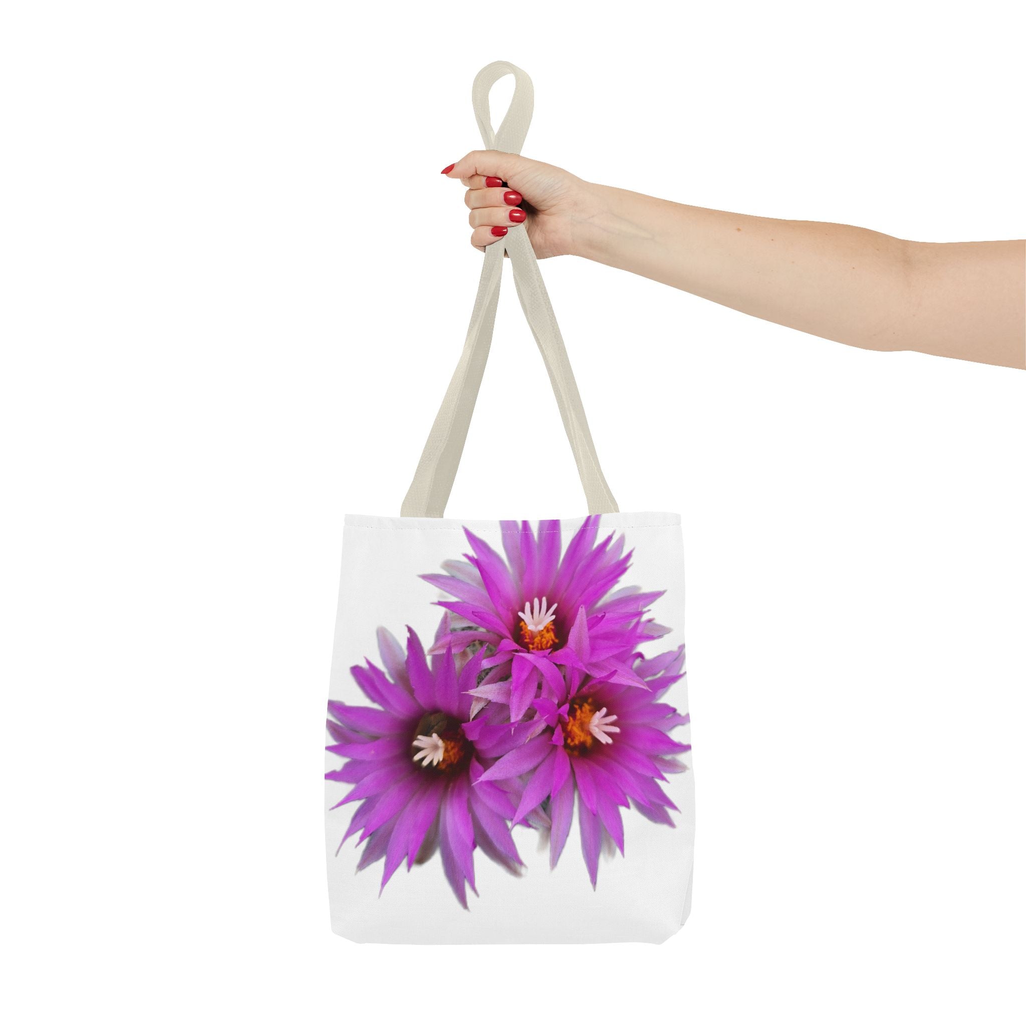 Pink Cactus Flower Tote Bag — Vibrant Desert Floral All-Over Print Tote