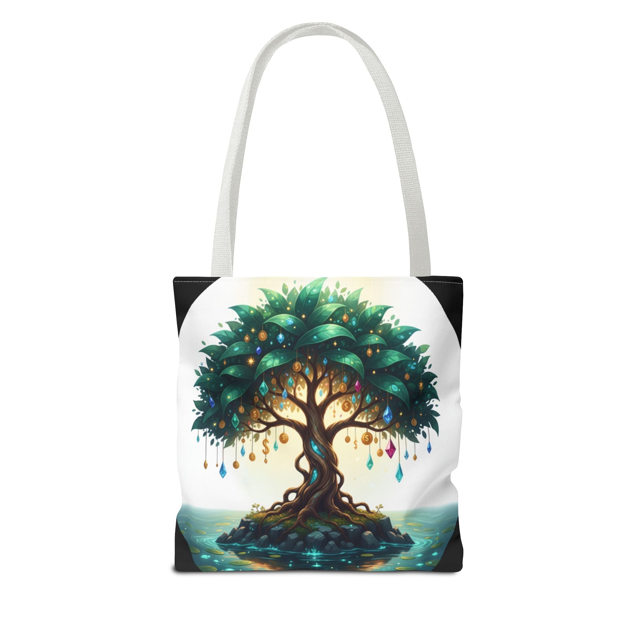 Enchanted Tree Tote Bag - Mystical Gem-Decorated Tree All-Over Print