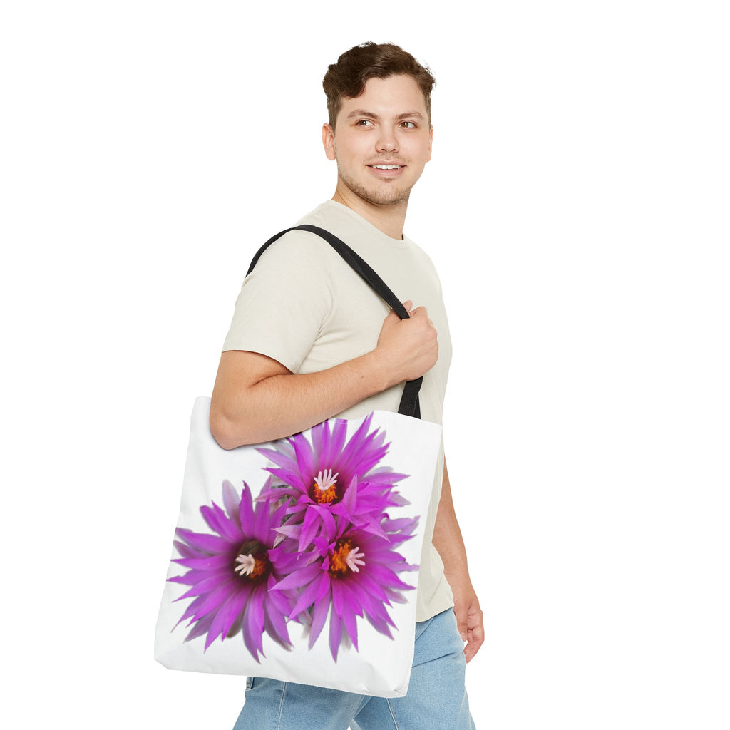 Pink Cactus Flower Tote Bag — Vibrant Desert Floral All-Over Print Tote
