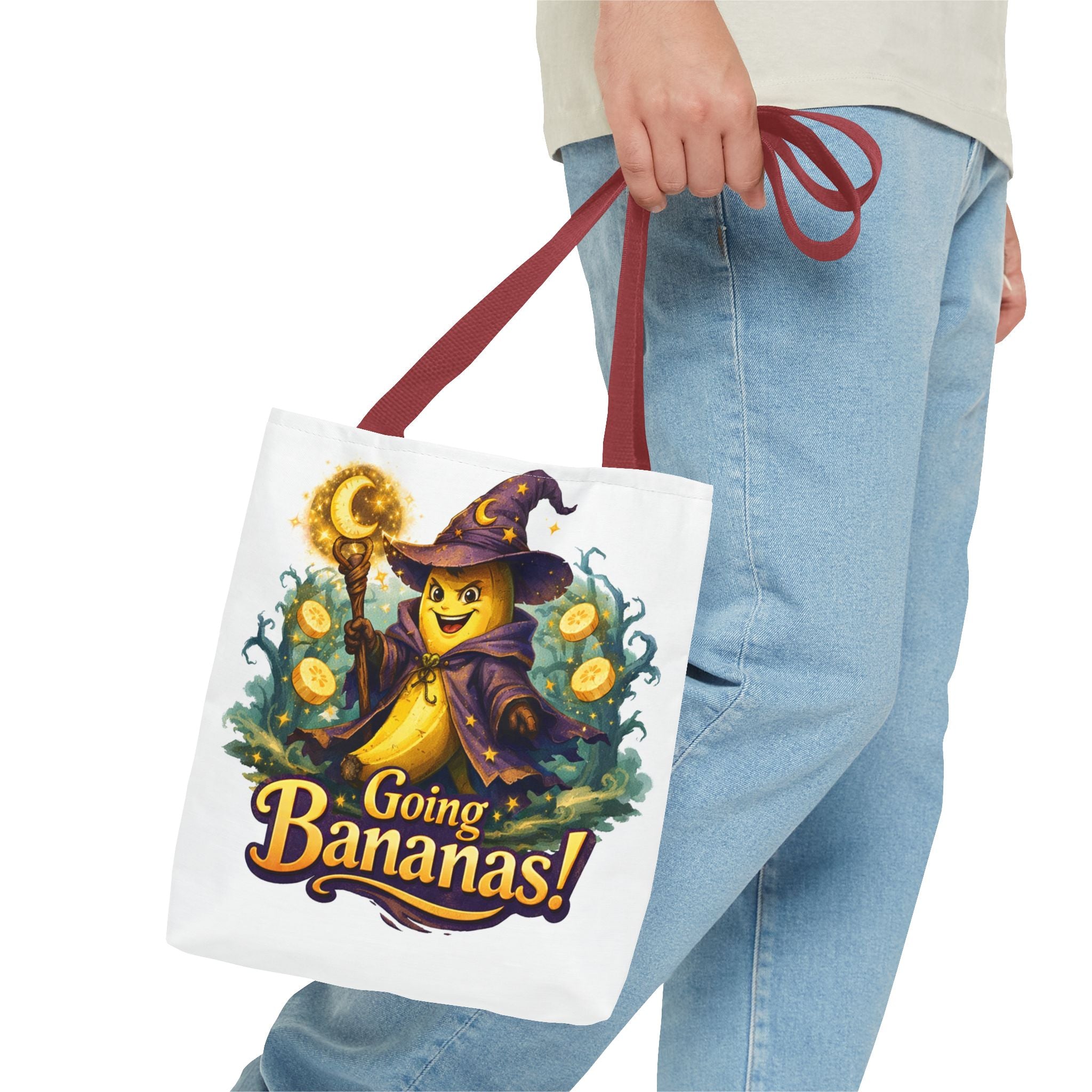 Going Bananas! Witch Banana Tote Bag — Cute Halloween Grocery & Trick-or-Treat Tote