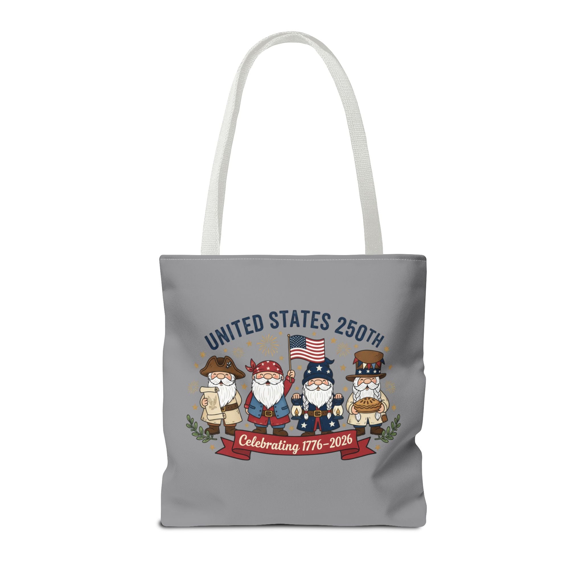 United States 250th Tote Bag — Celebrating 1776–2026 Patriotic Gnome Design