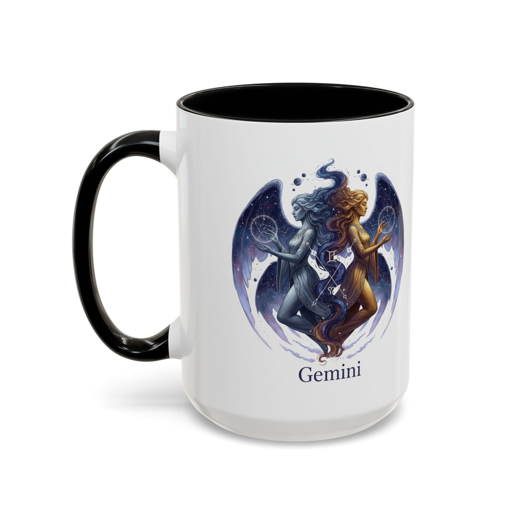 Gemini Zodiac Coffee Mug — Twin Stars Astrology Accent Mug (11/15oz)