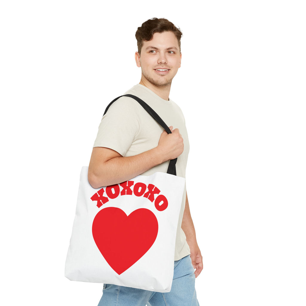 Valentine Heart 'XOXOXO' Tote Bag — Romantic Red Heart Canvas Tote for Valentine's Day