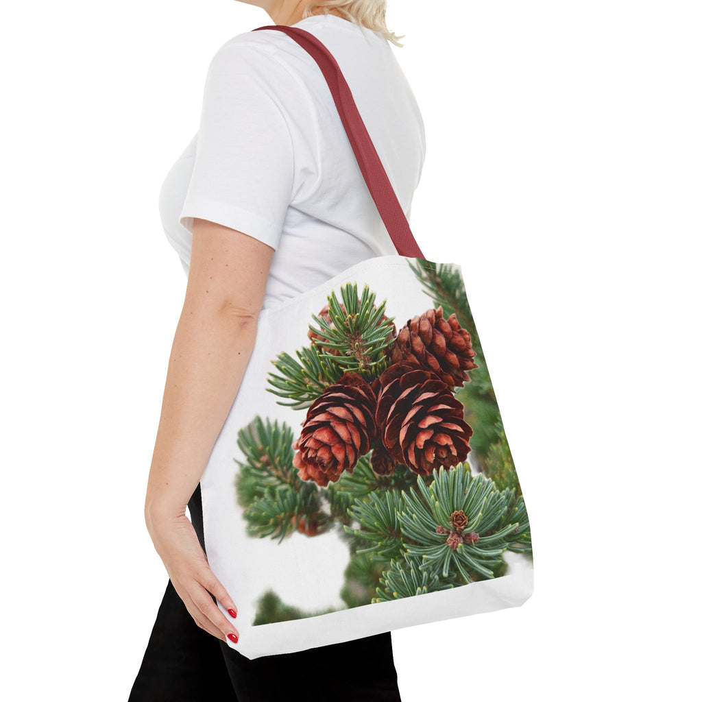 Pinecone Winter Tote Bag — Botanical Evergreen Holiday Market Bag