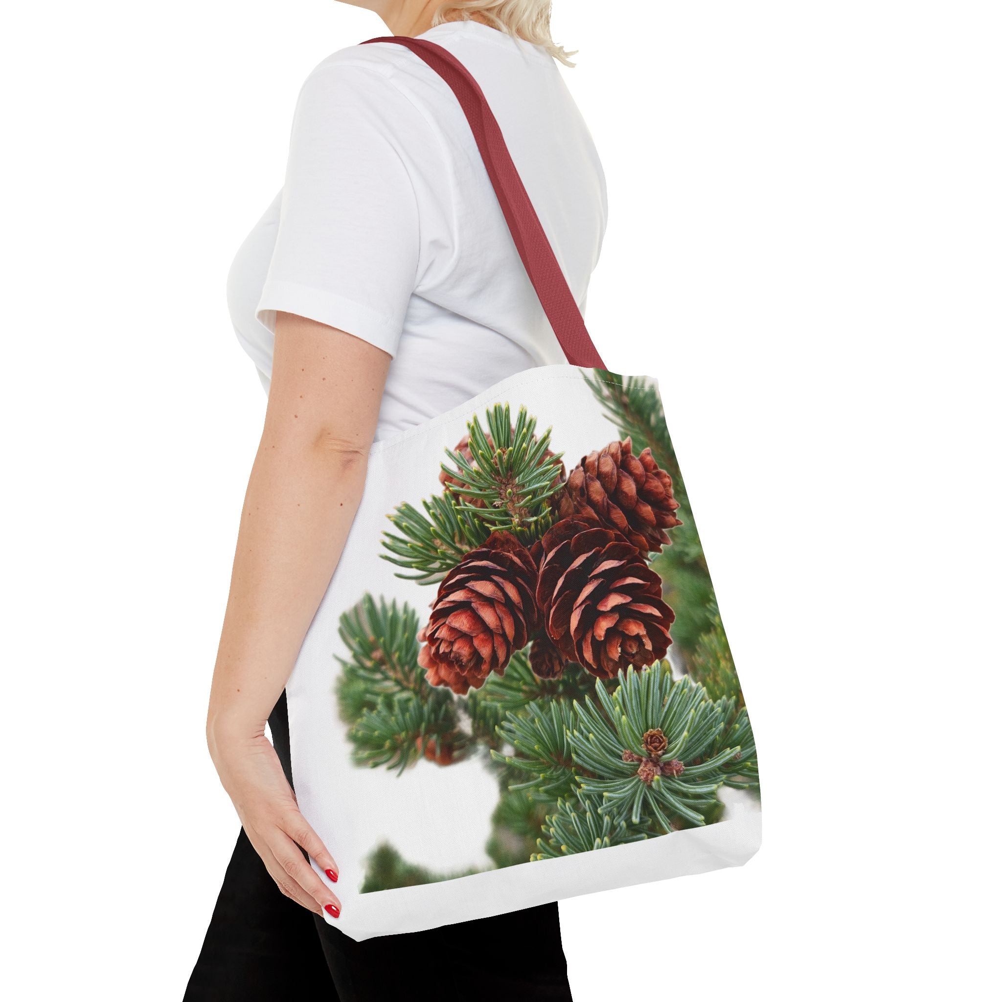 Pinecone Winter Tote Bag — Botanical Evergreen Holiday Market Bag