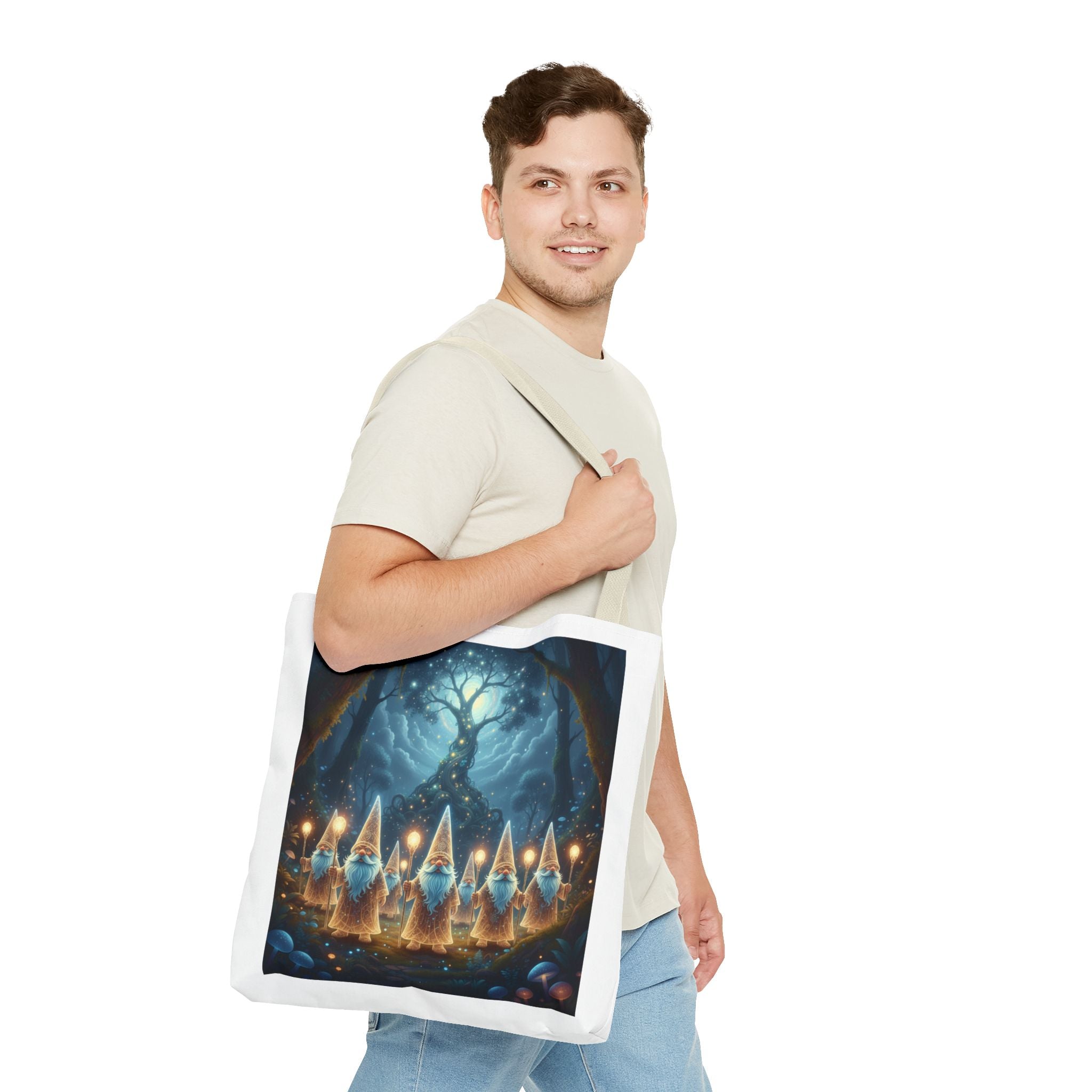 Mystical Gnome Forest Tote Bag — Candlelight Woodland Magic AOP