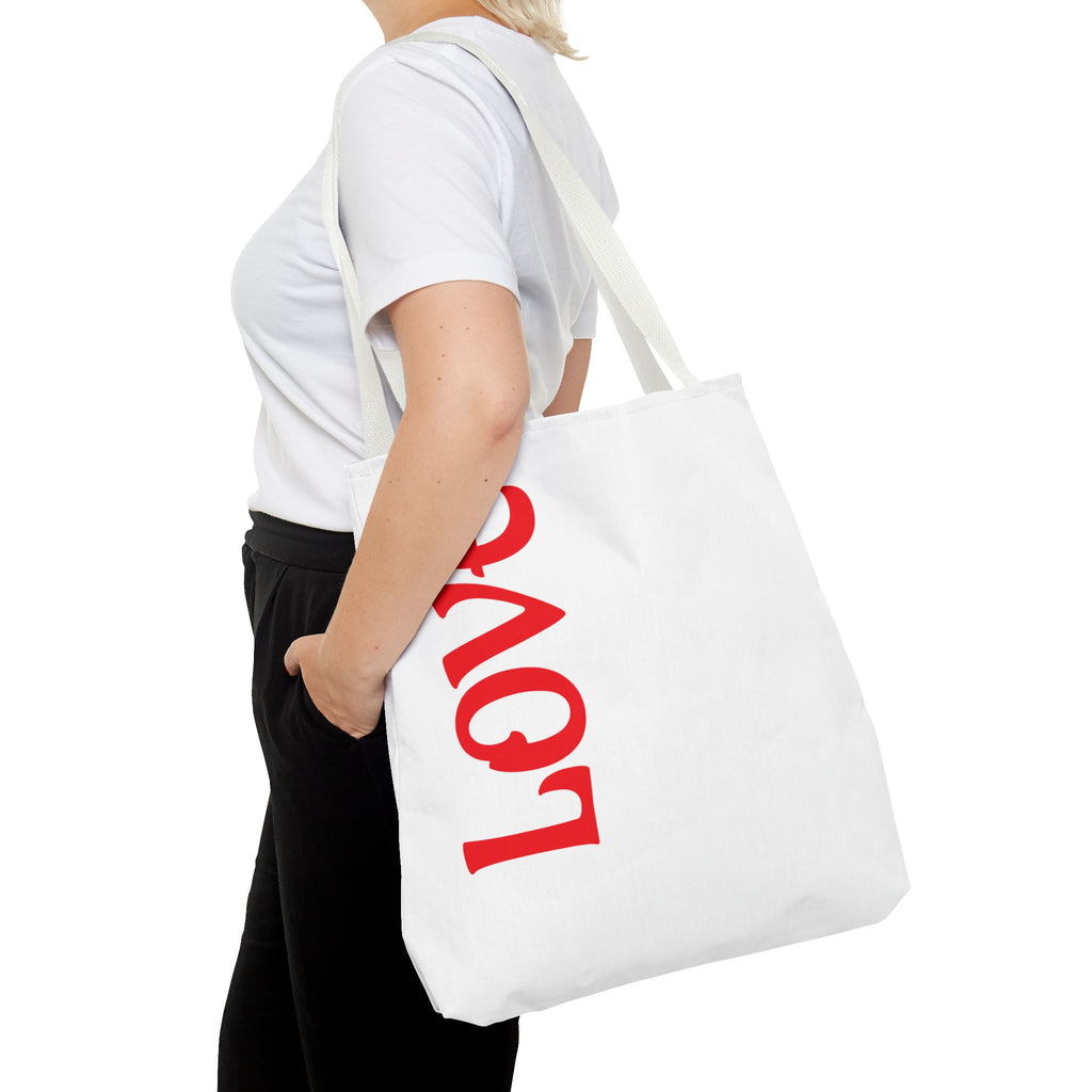 LOVE Vertical Red Tote Bag – Romantic Valentine’s Day Canvas Tote