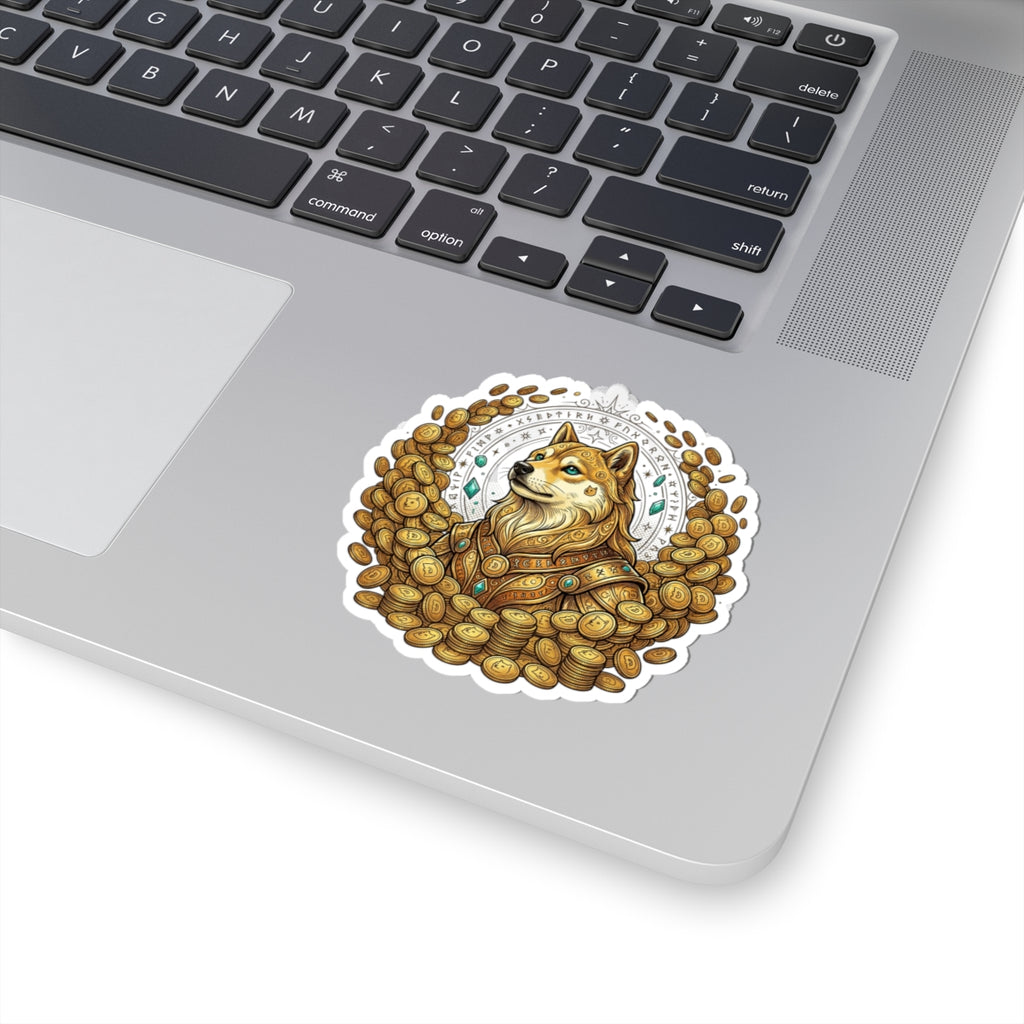 Shiba Inu Treasure Sticker — Crypto Doge Coin Pile Kiss-Cut Sticker