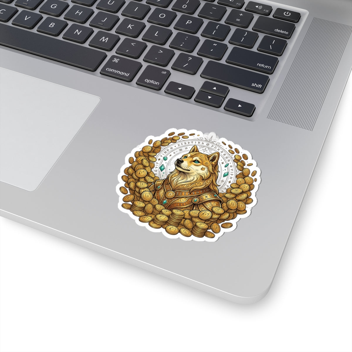 Shiba Inu Treasure Sticker — Crypto Doge Coin Pile Kiss-Cut Sticker