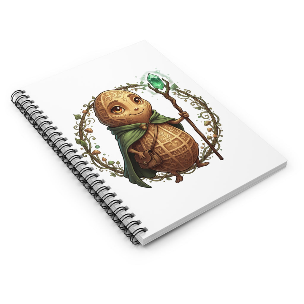 Wizard Nutling Spiral Notebook — Cute Fantasy Journal with Emerald Staff