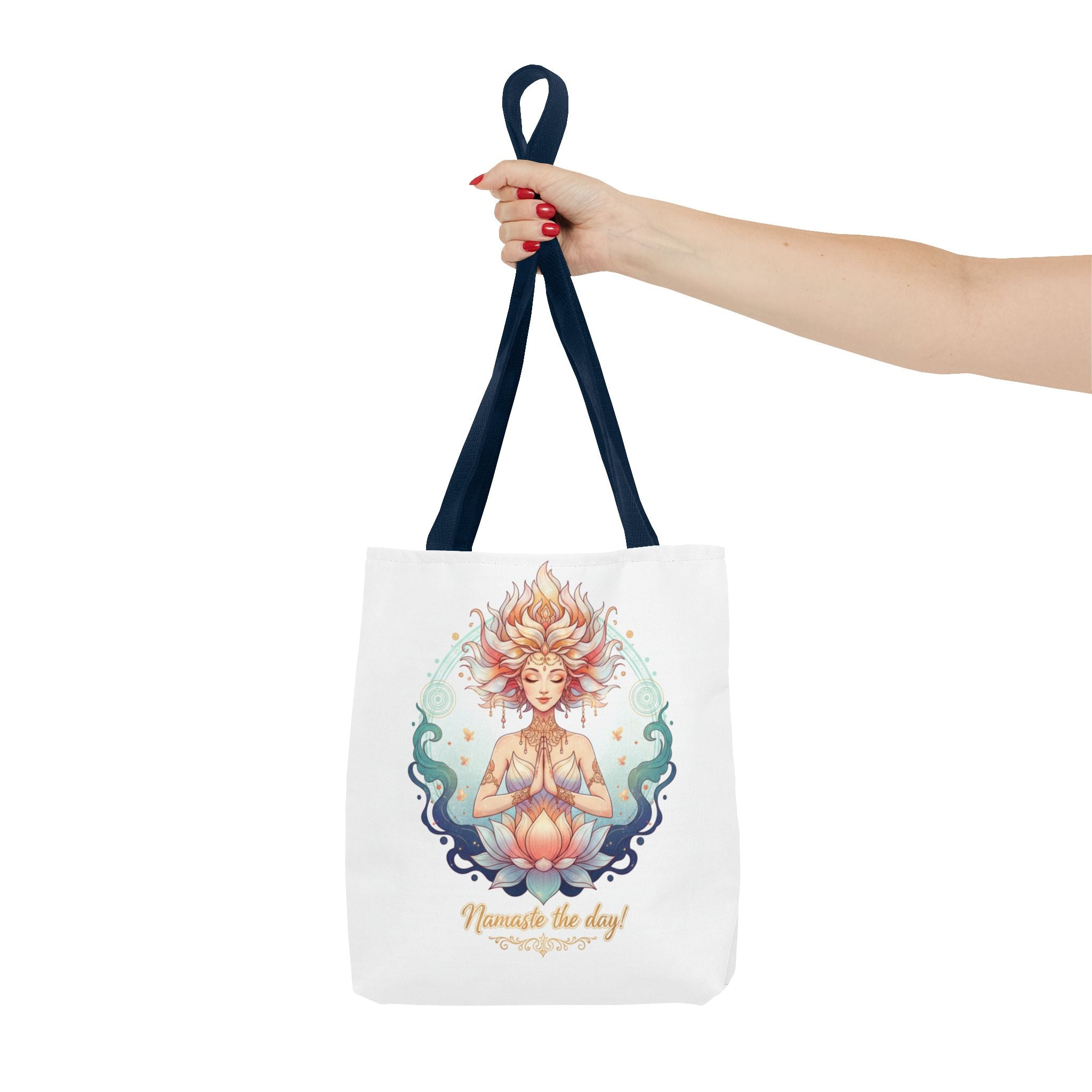 Yoga Lotus Tote Bag — "Namaste the day!" Meditation Canvas Tote